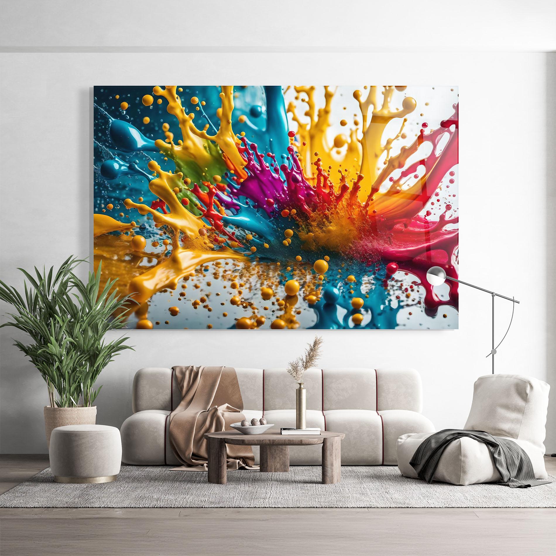 Glasbild Colorful Water Splash mockup 9