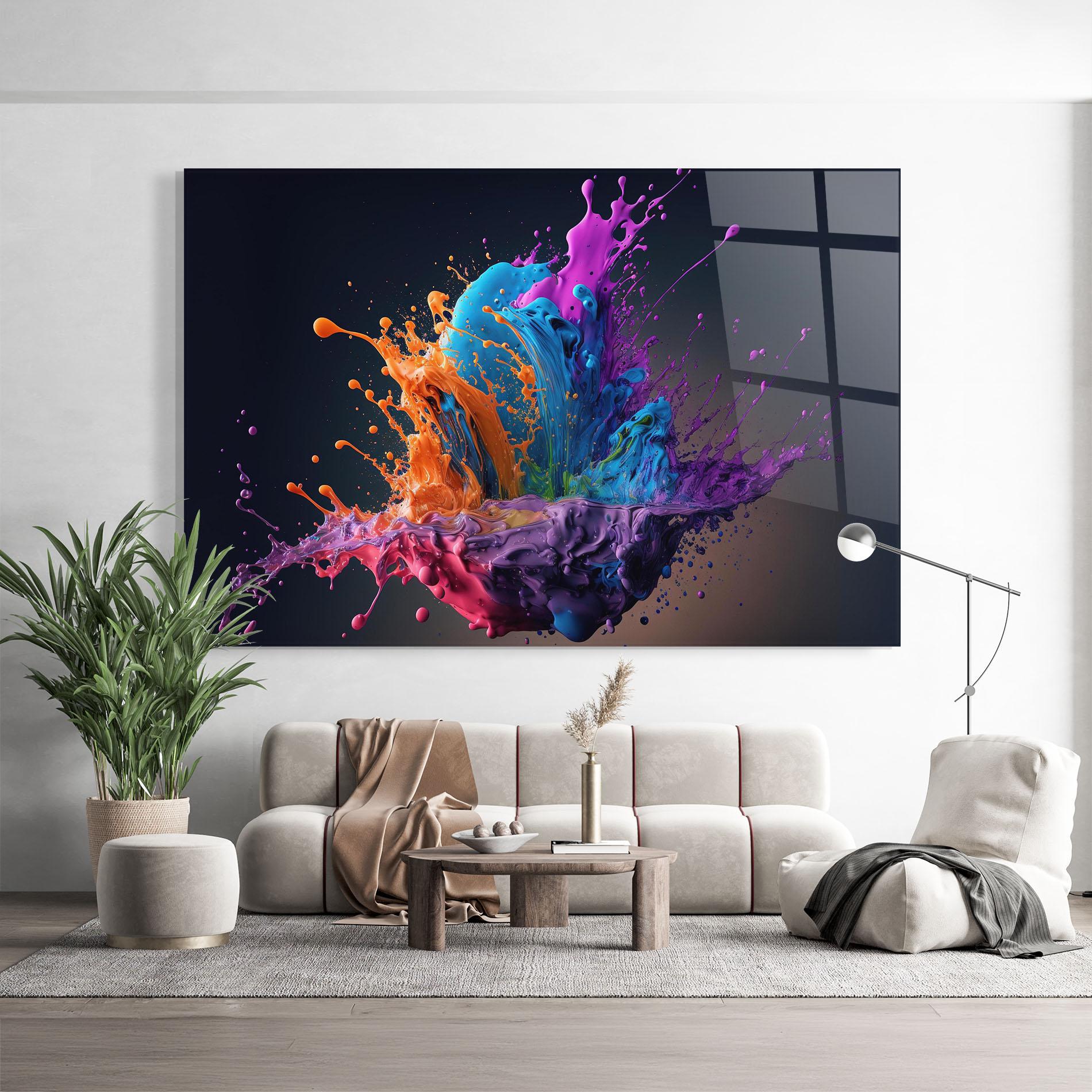 Glasbild Orange Paint Splash mockup 9