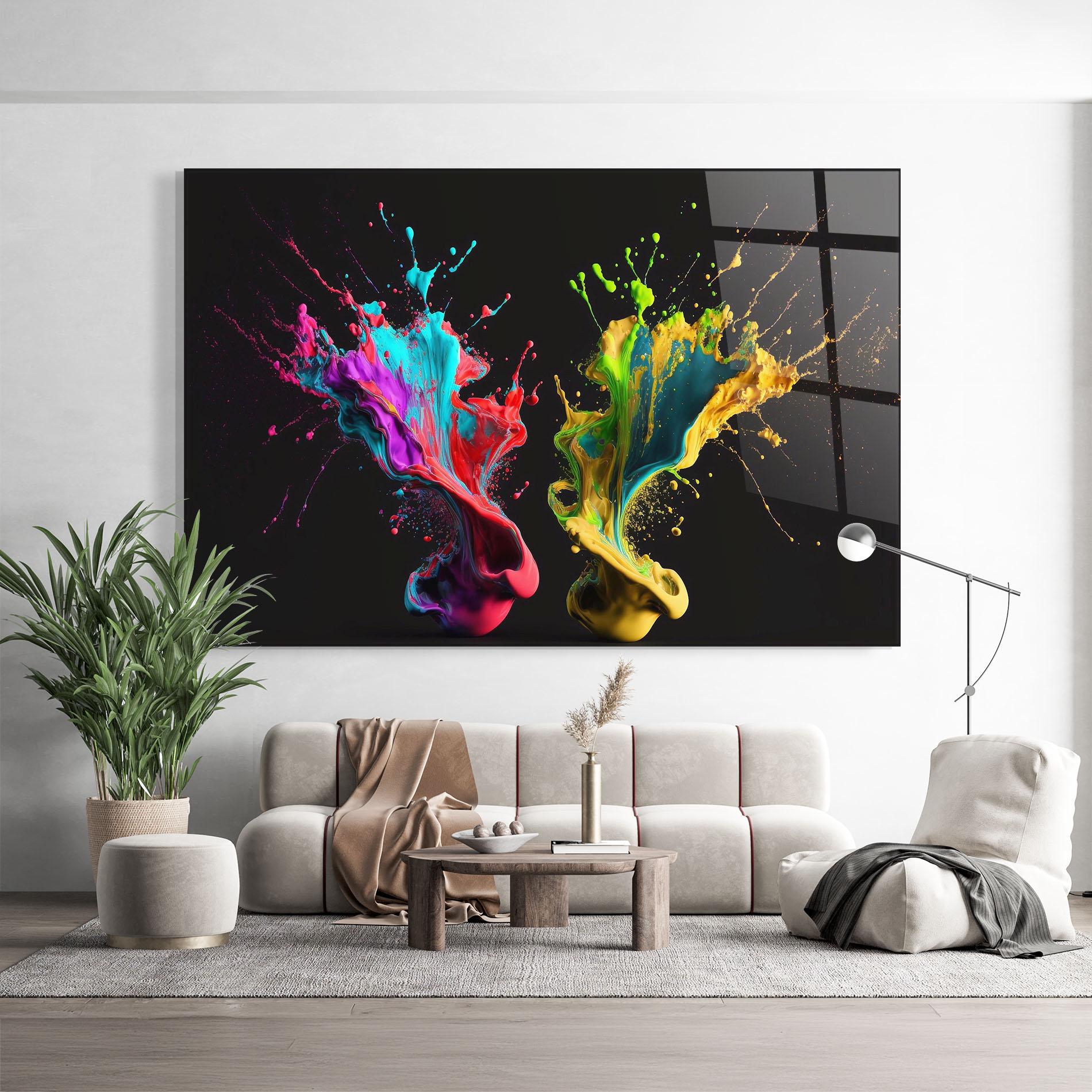 Glasbild Yellow Green Splash mockup 9