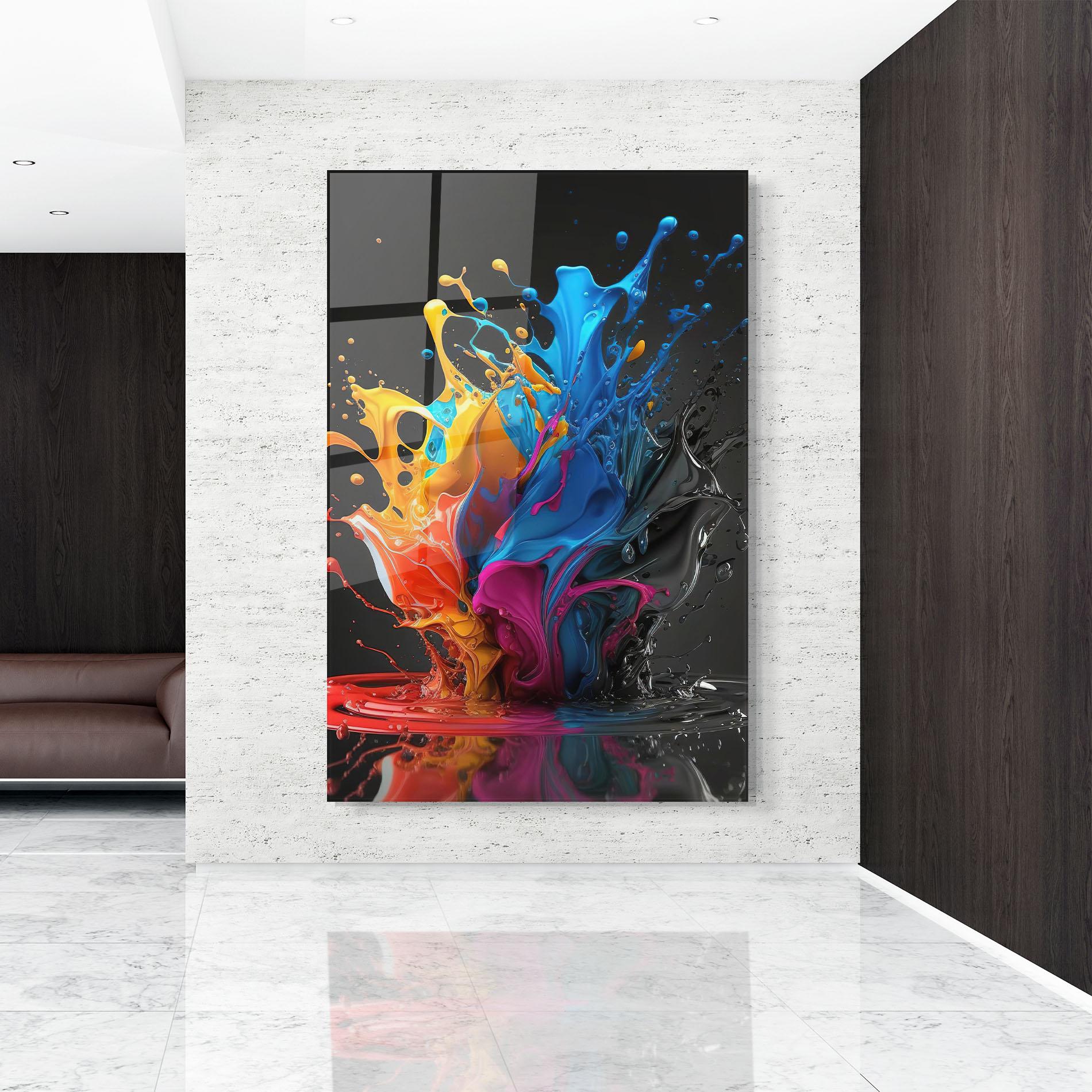 Glasbild Black Blue Splash mockup 9