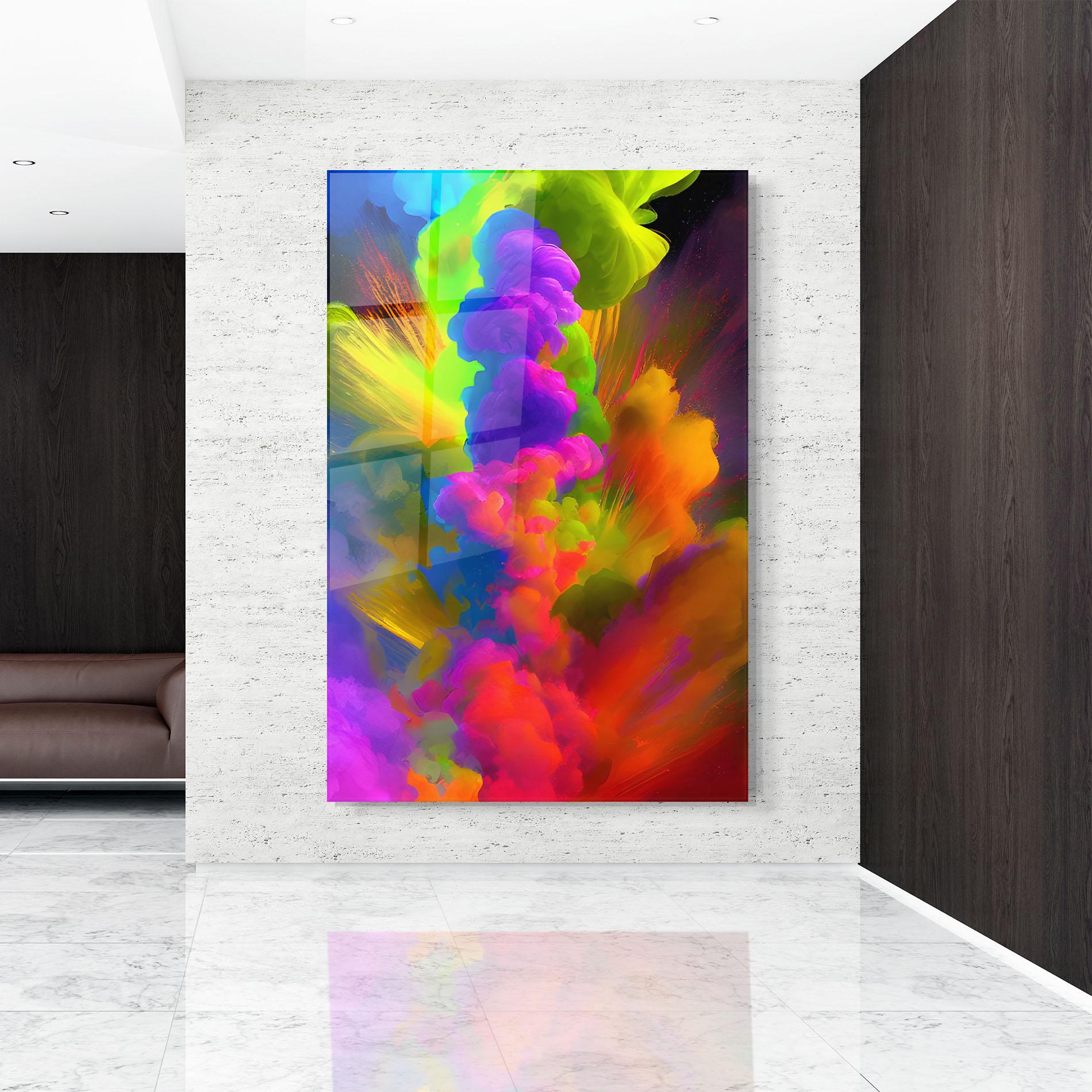 Glasbild Blurred Colorful Smoke mockup 9