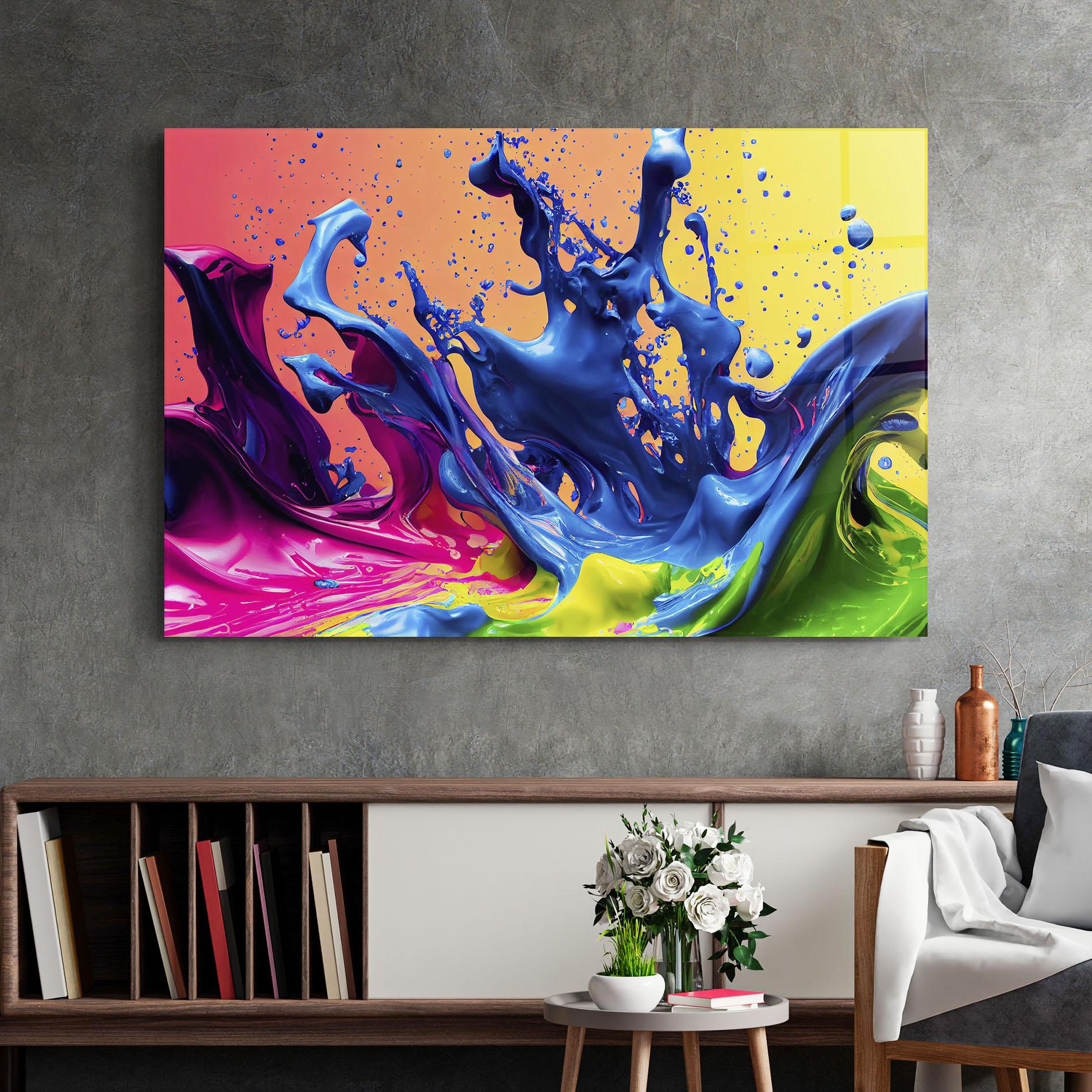 Glasbild Colorful Blue Explosion mockup 2