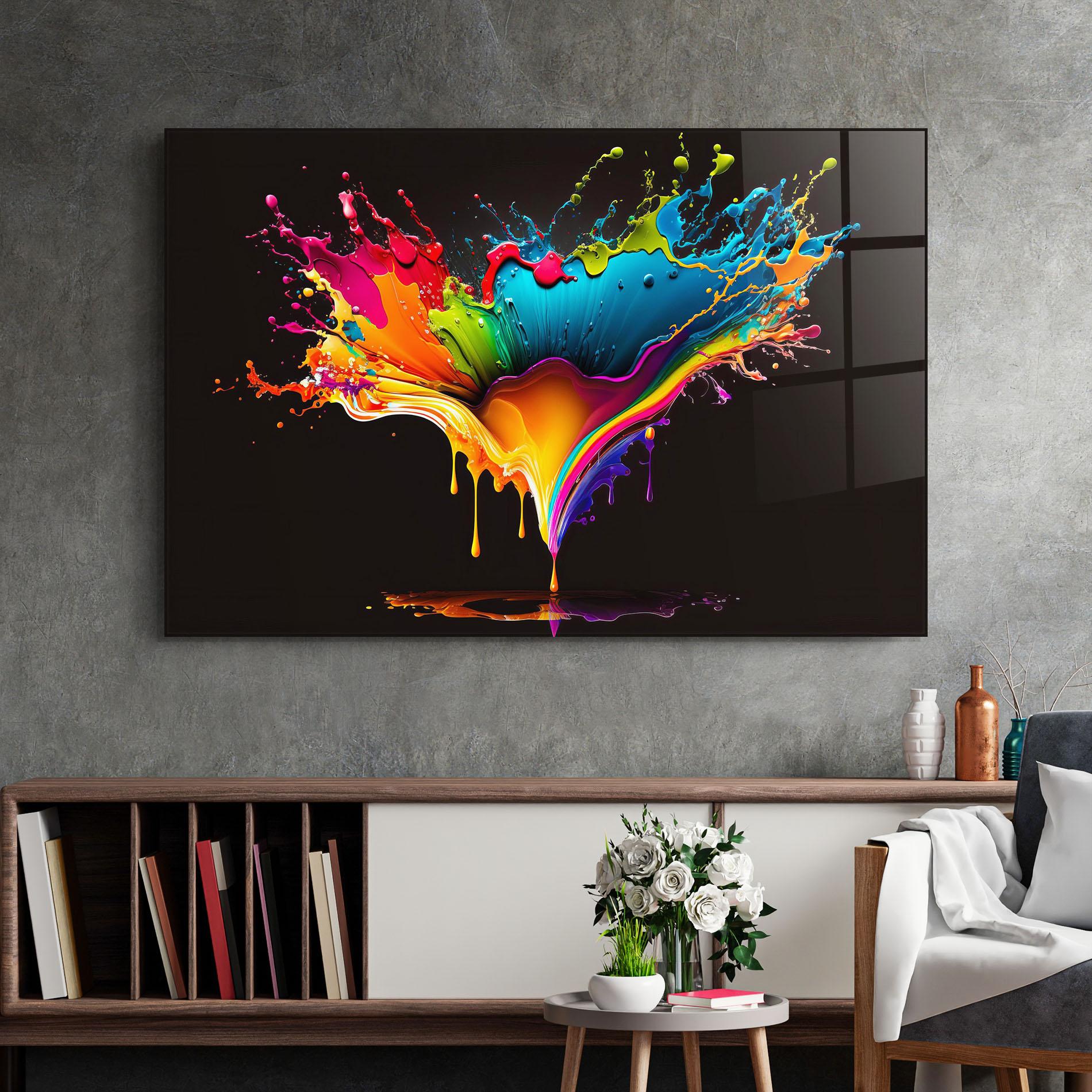 Glasbild Colorful Rainbow Splash mockup 2