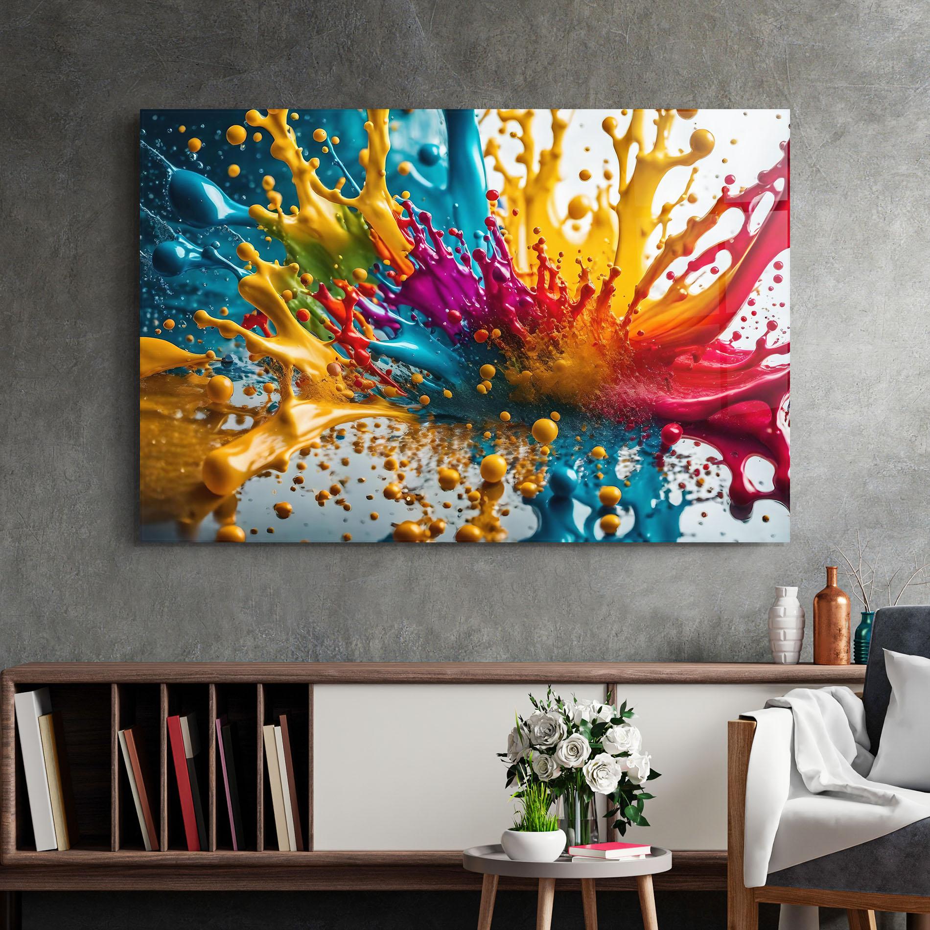 Glasbild Colorful Water Splash mockup 2