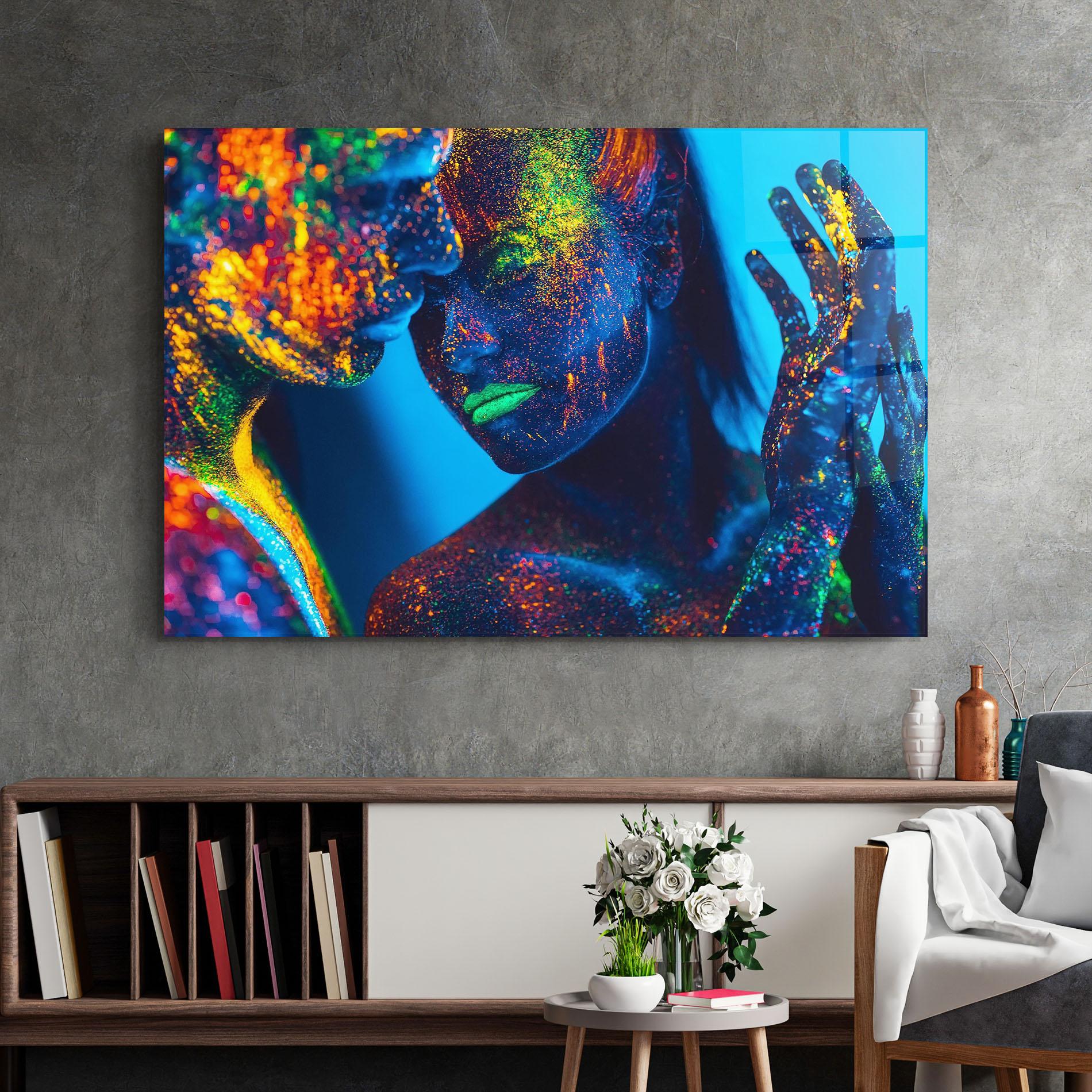 Glasbild Fluorescent Couple mockup 2