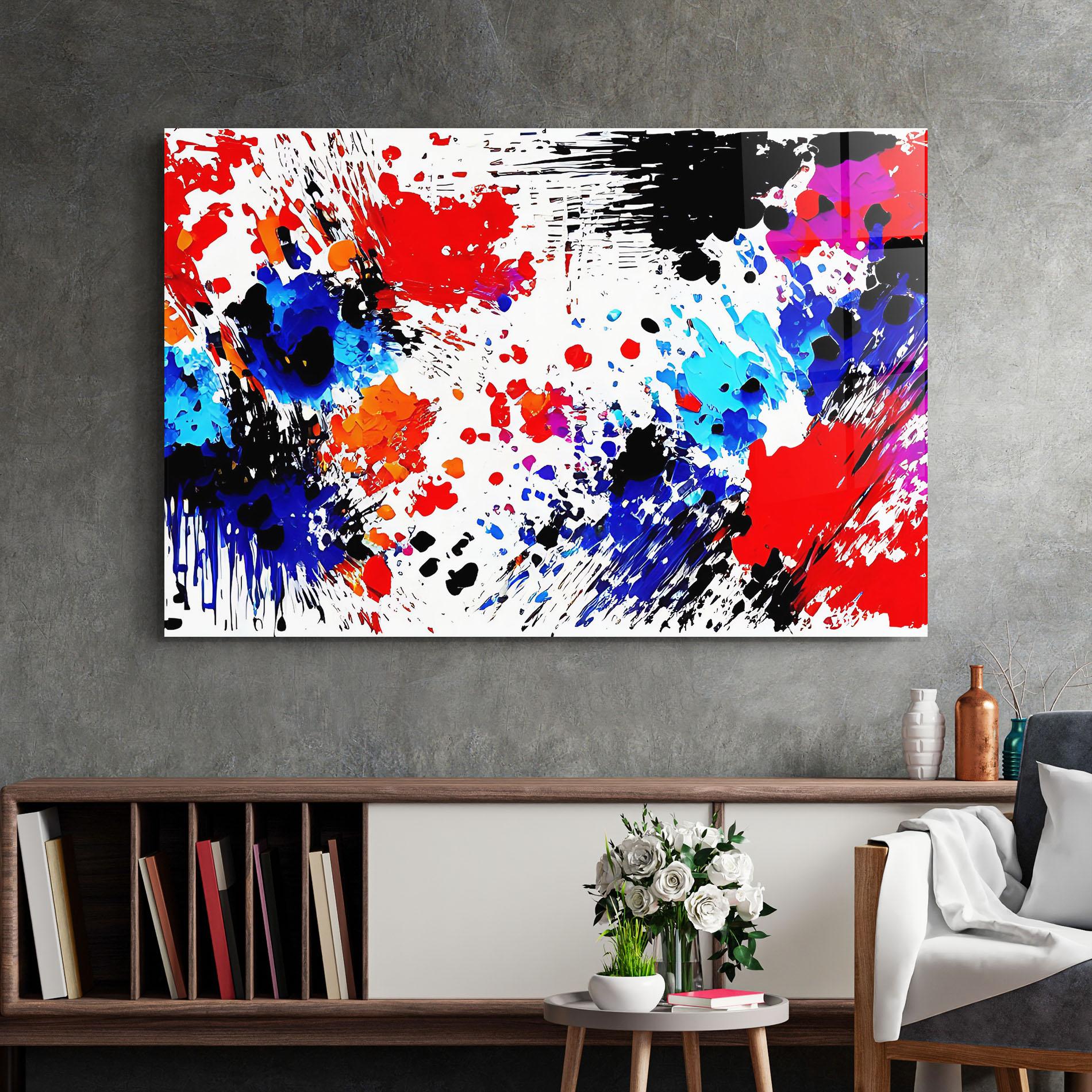 Glasbild Oil Red Paint mockup 2