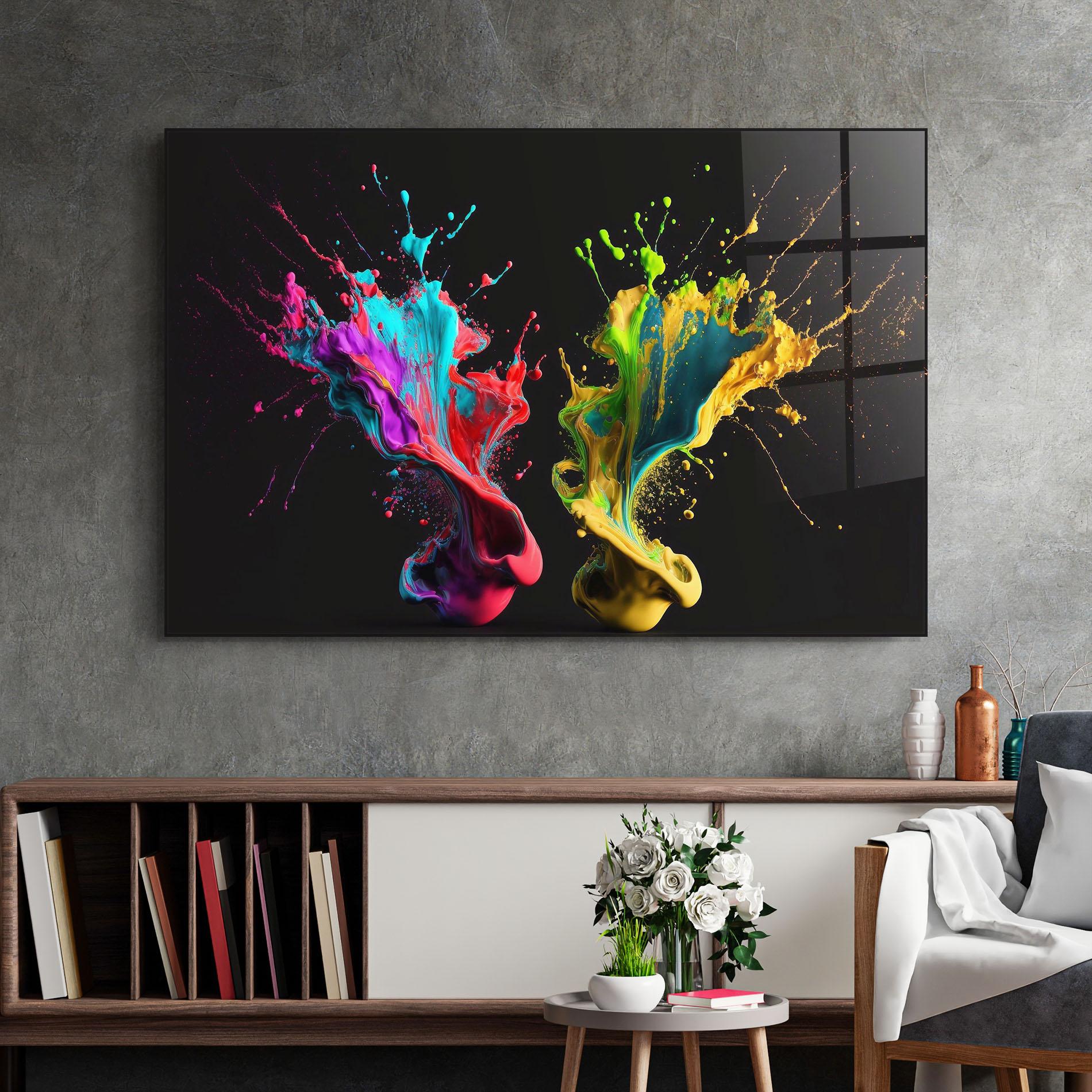 Glasbild Yellow Green Splash mockup 2