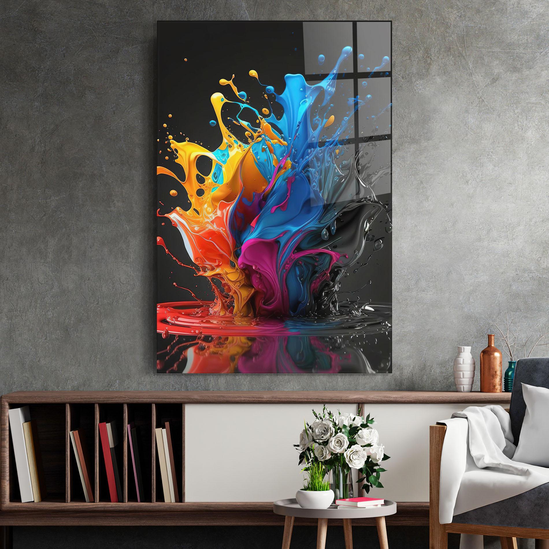 Glasbild Black Blue Splash mockup 2