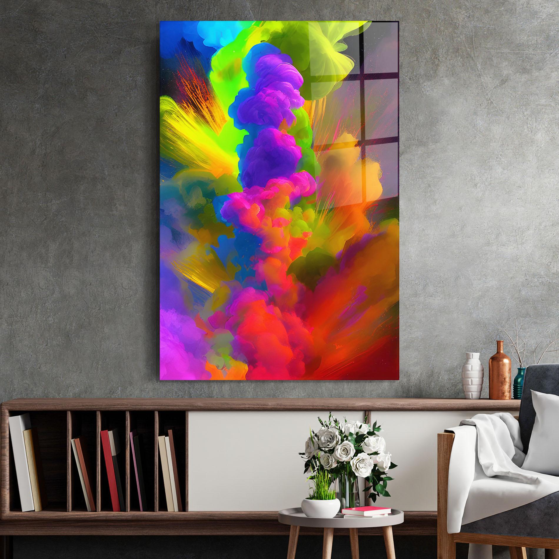 Glasbild Blurred Colorful Smoke mockup 2