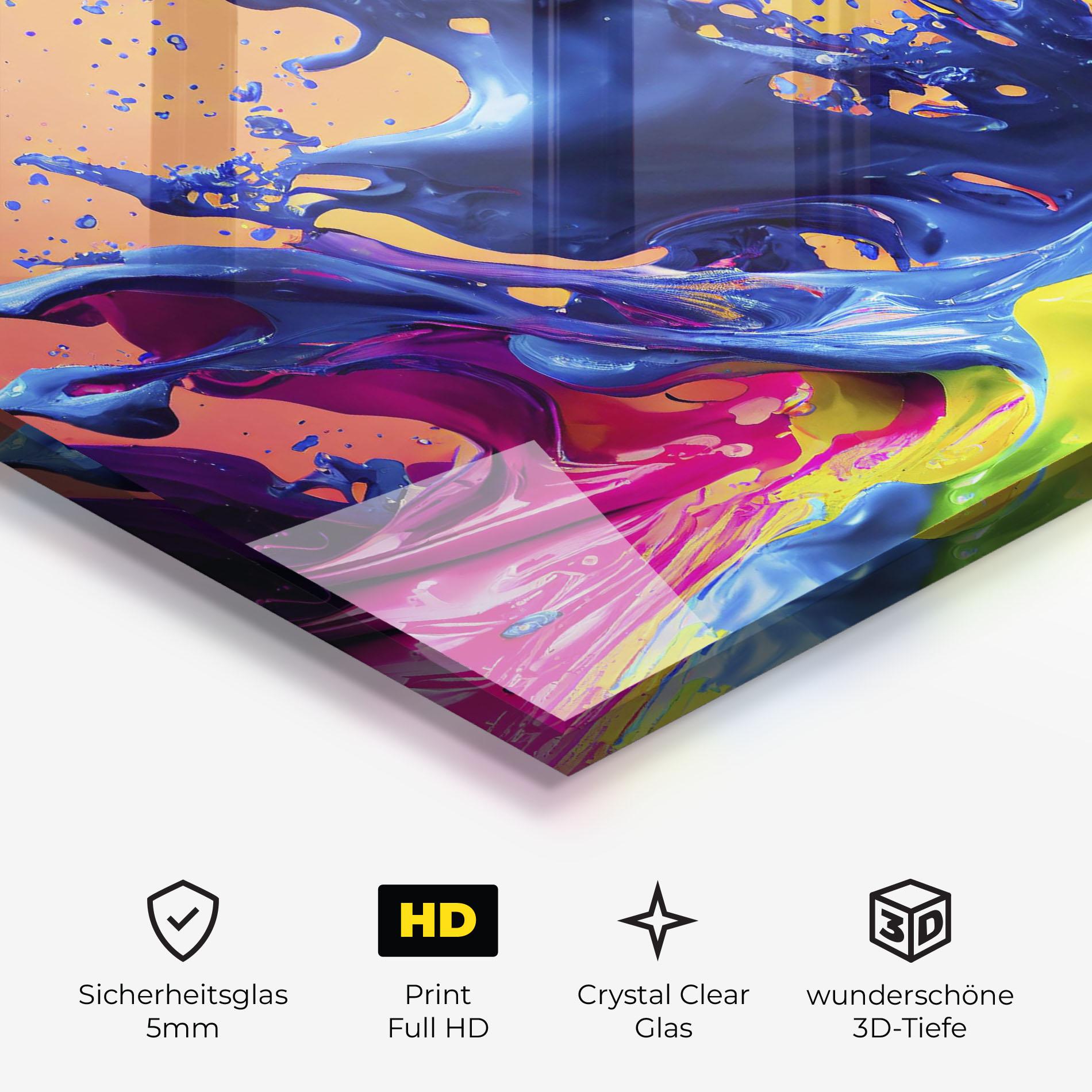 Glasbild Colorful Blue Explosion mockup 3