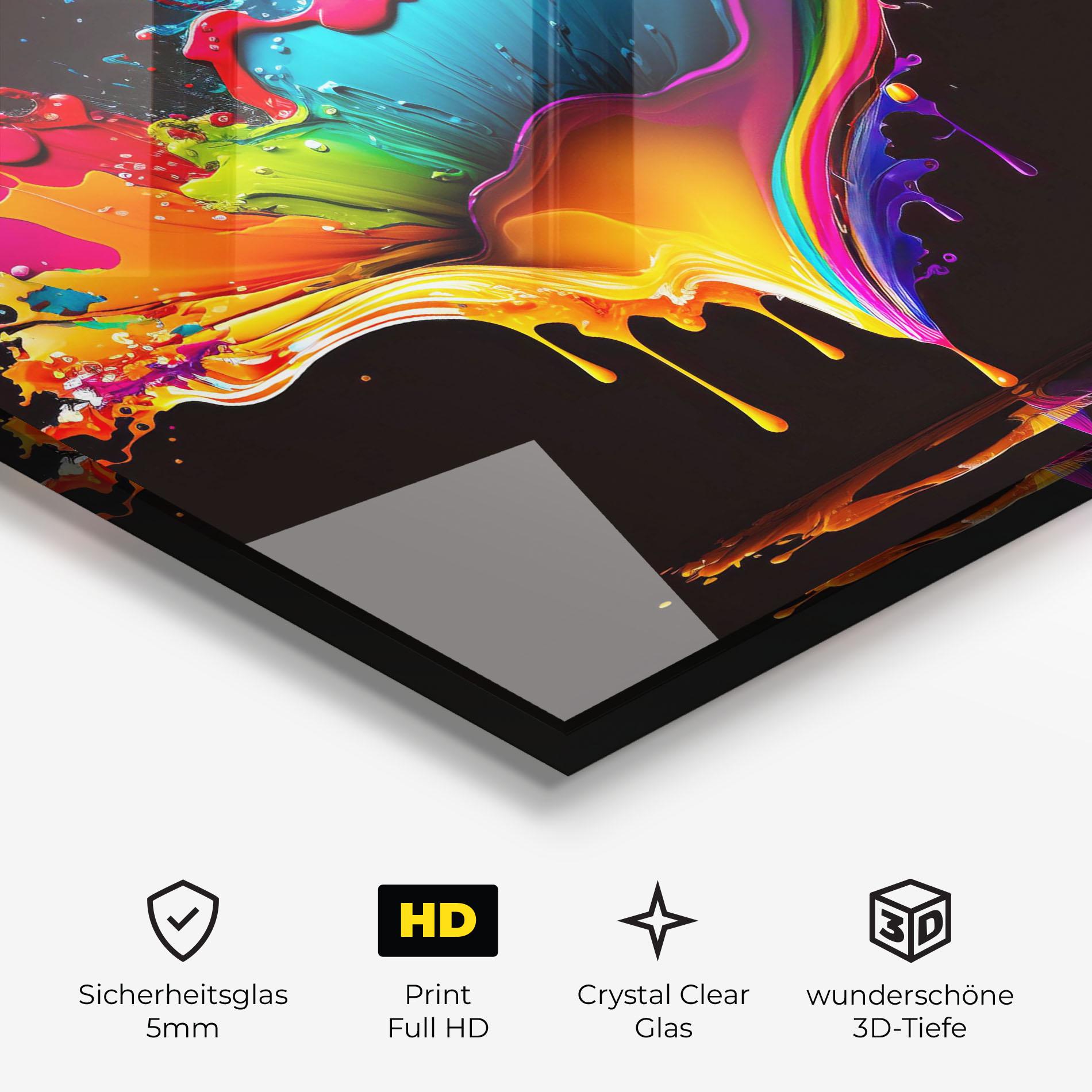 Glasbild Colorful Rainbow Splash mockup 3