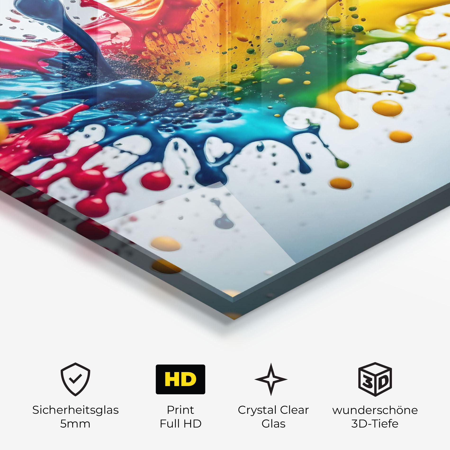 Glasbild Colorful Splash Rainbow mockup 3