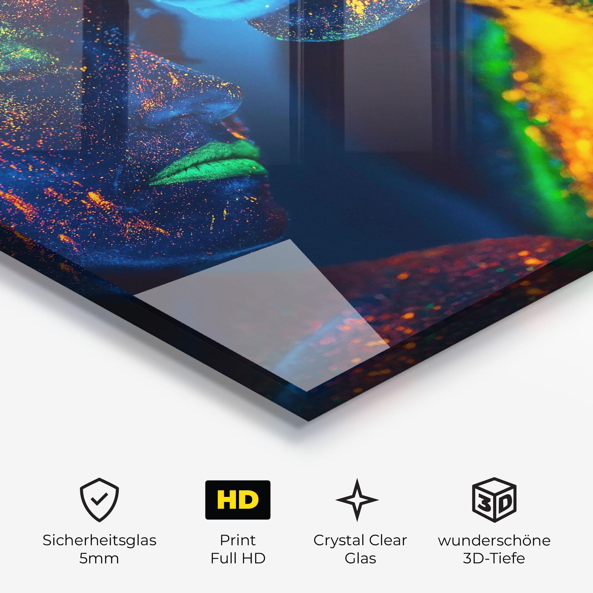 Glasbild Fluorescent Green Lips mockup 3