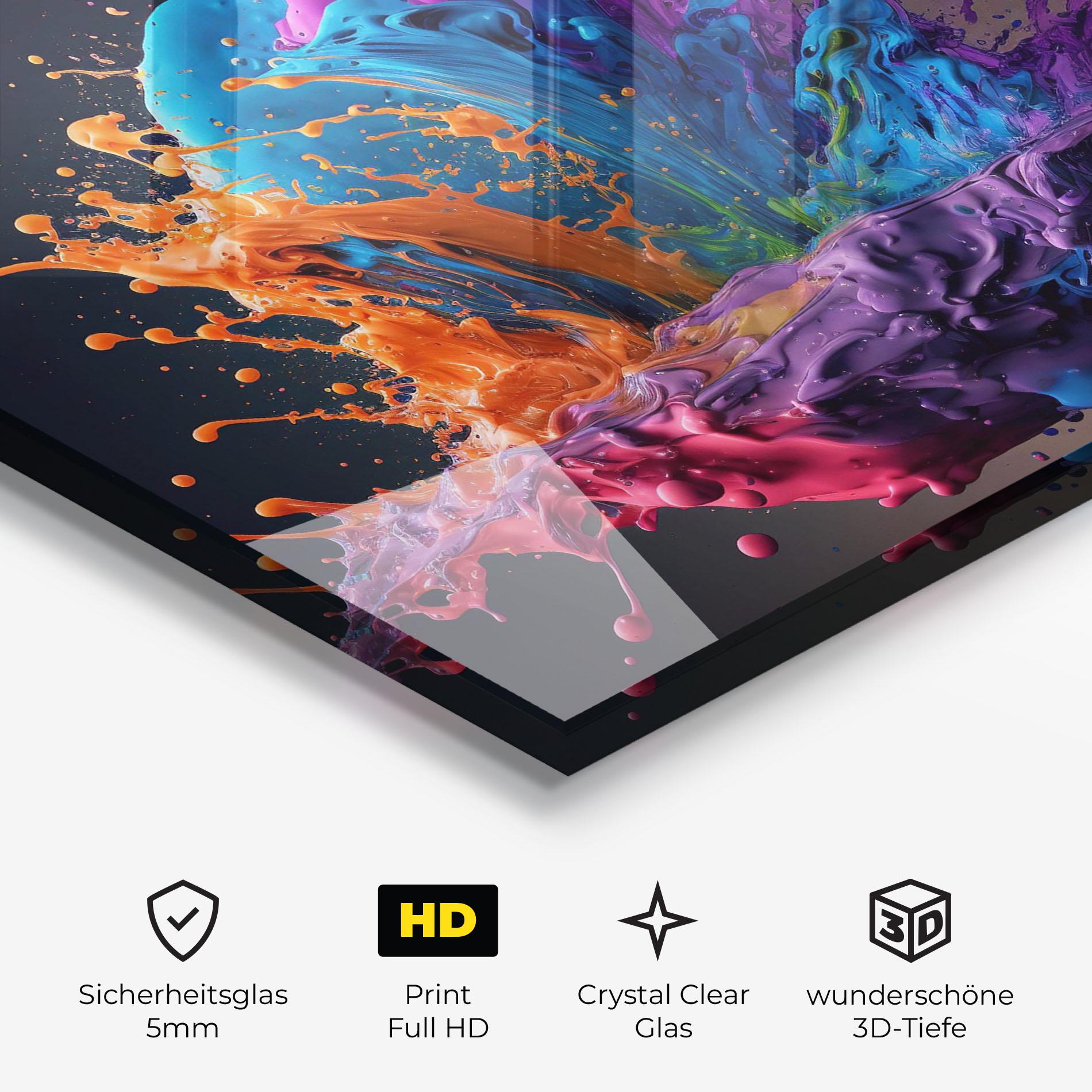 Glasbild Orange Paint Splash mockup 3