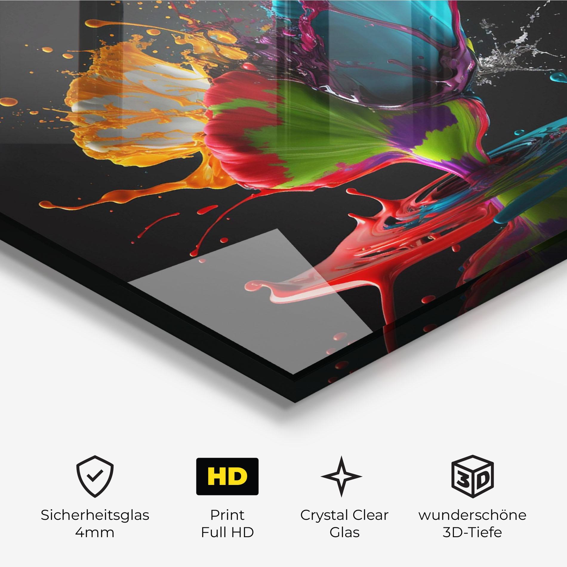 Glasbild Beautiful Colorful Splash mockup 3