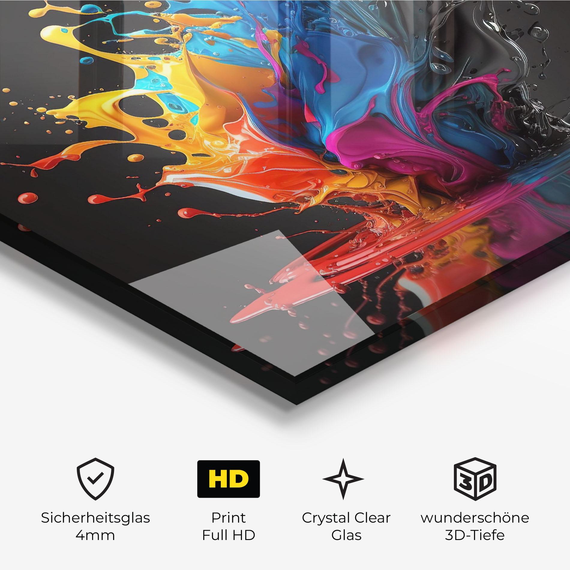 Glasbild Black Blue Splash mockup 3