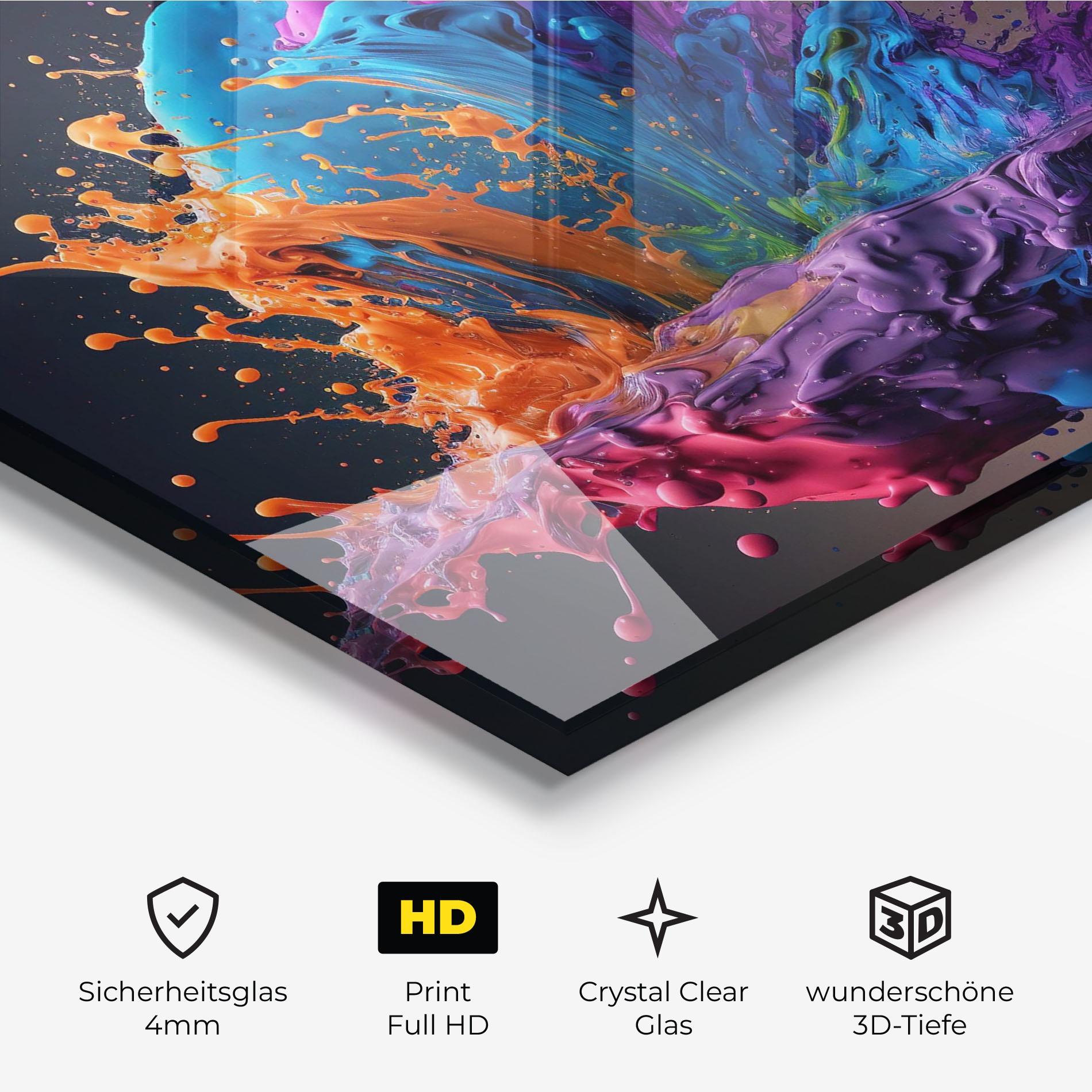 Glasbild Orange Paint Splash mockup 3