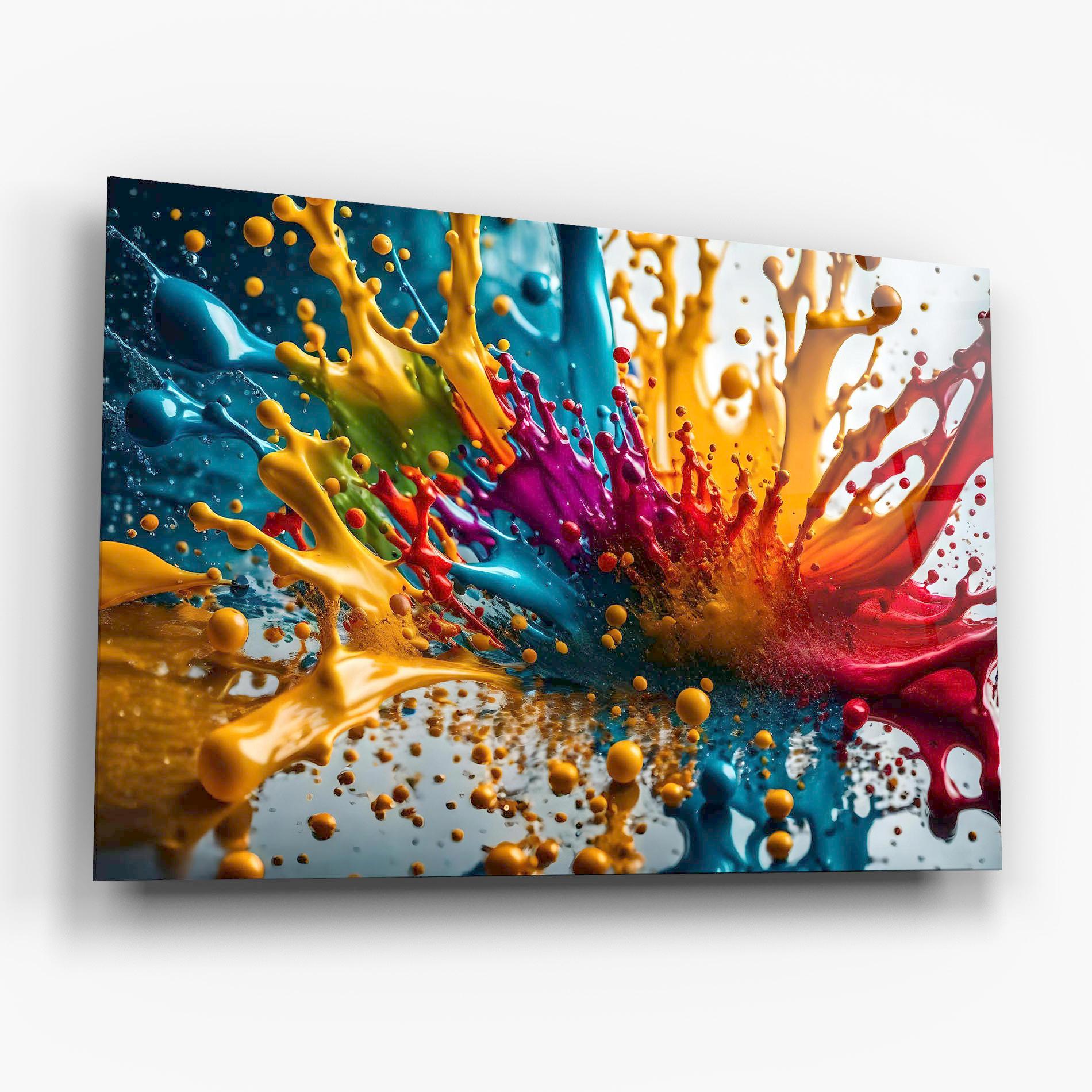 Glasbild Colorful Water Splash mockup 6
