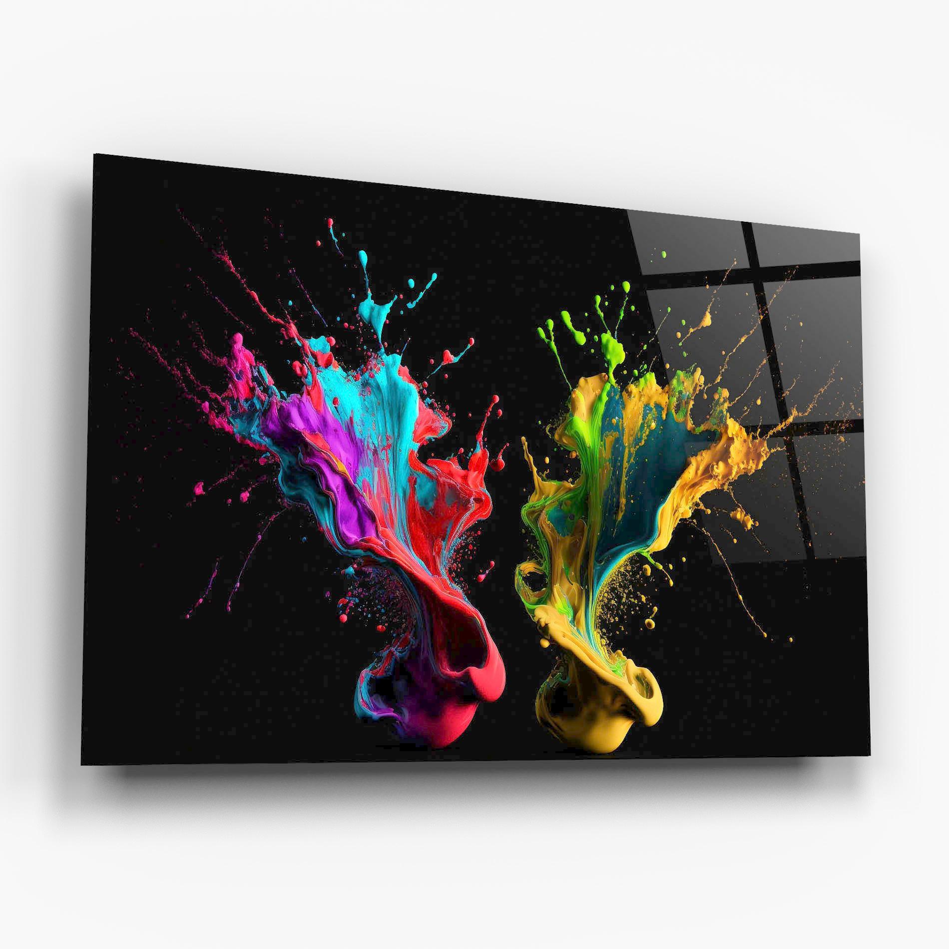 Glasbild Yellow Green Splash mockup 6