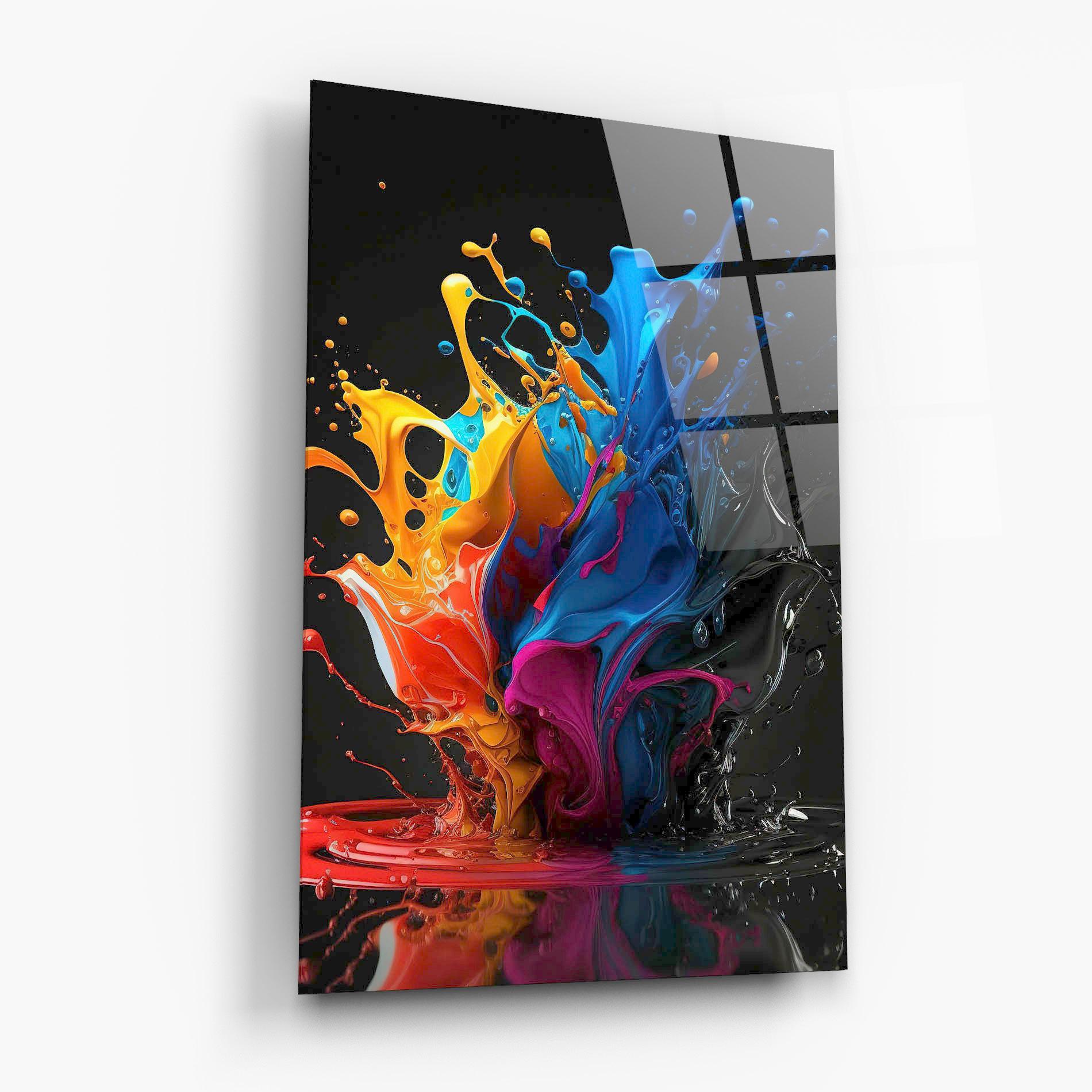 Glasbild Black Blue Splash mockup 6