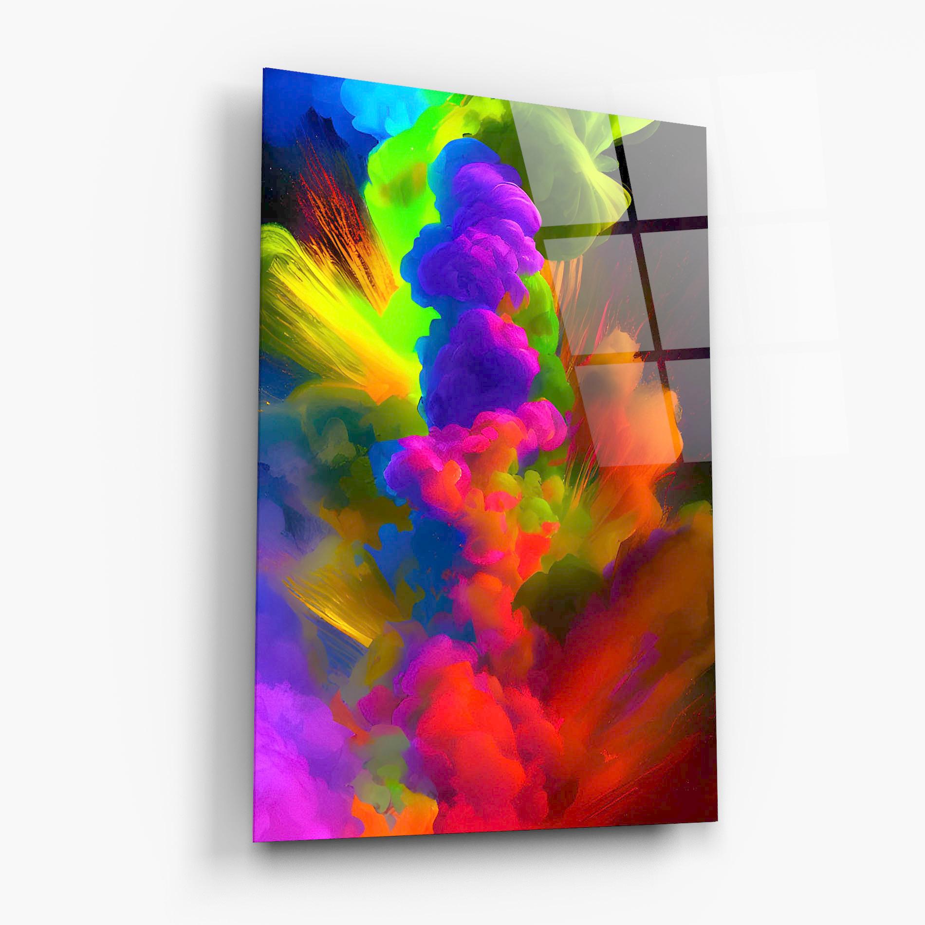 Glasbild Blurred Colorful Smoke mockup 6