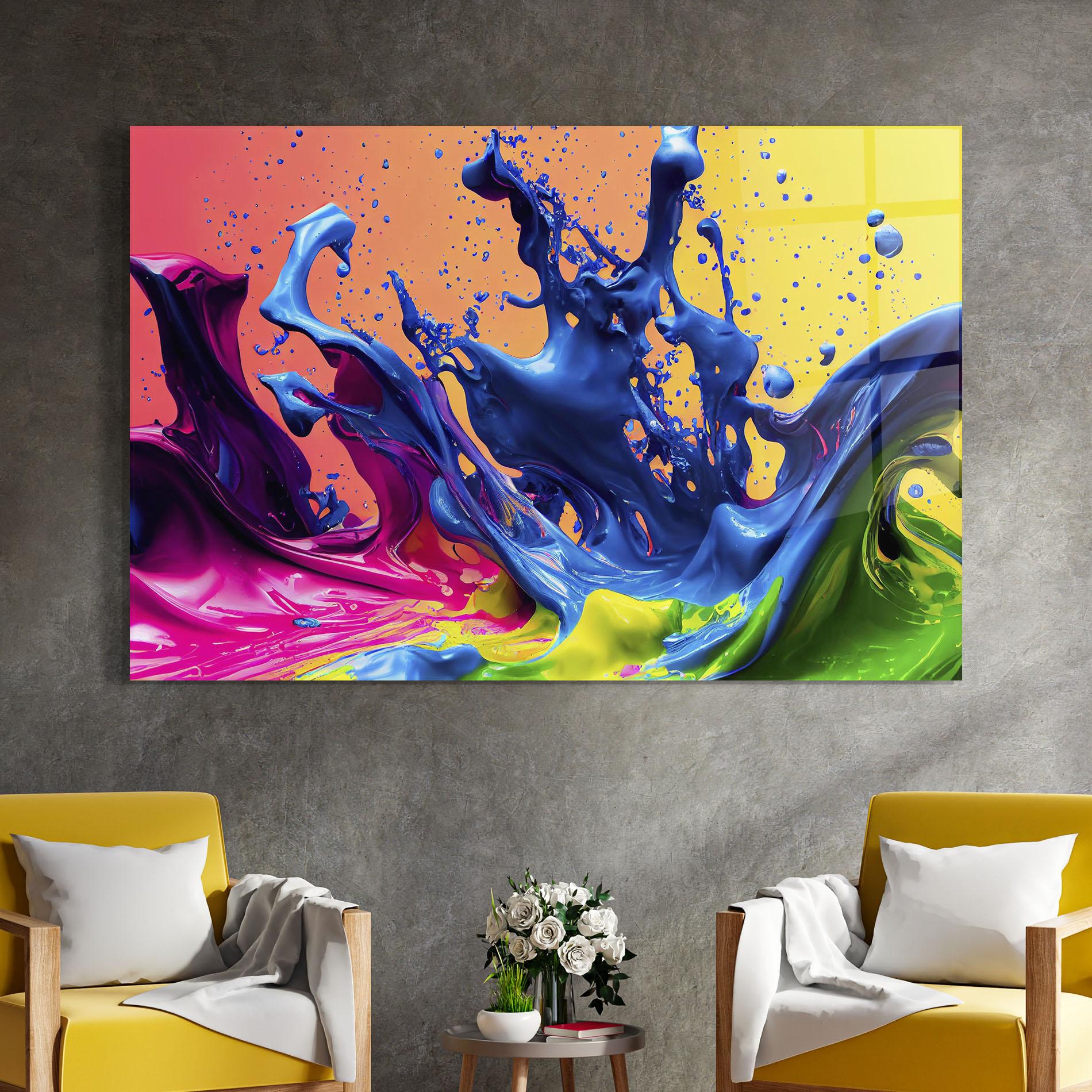 Glasbild Colorful Blue Explosion mockup 4