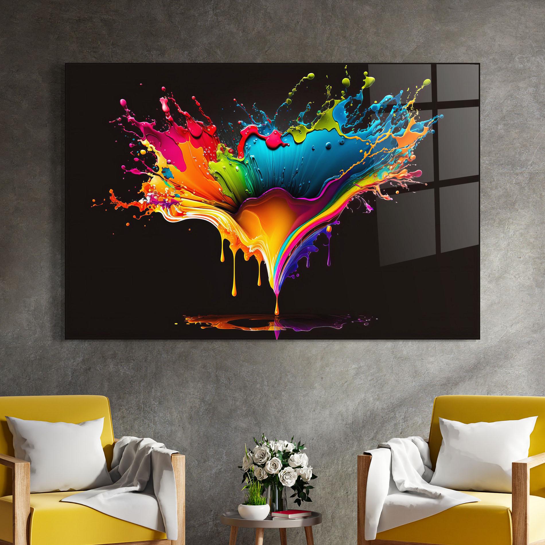 Glasbild Colorful Rainbow Splash mockup 4