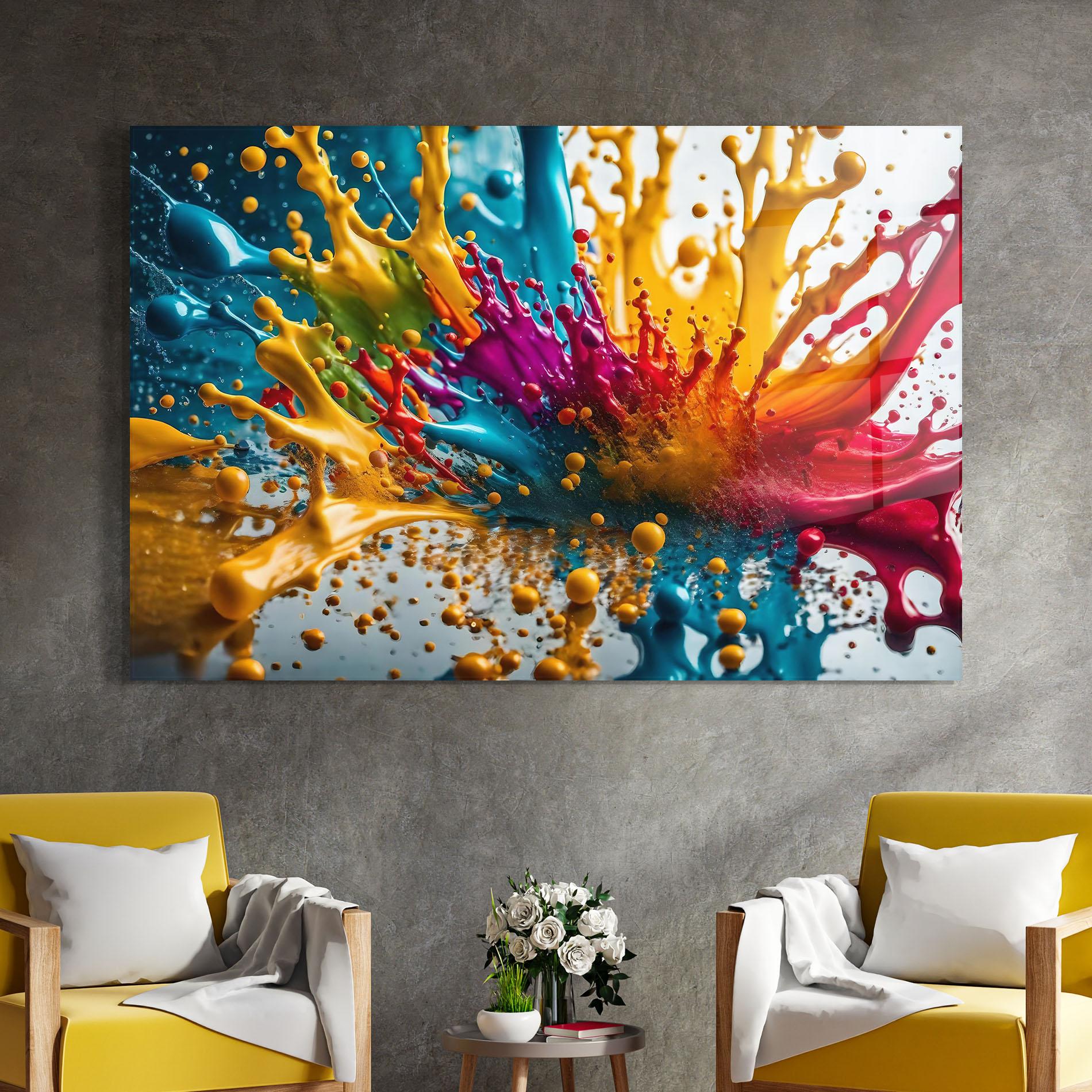 Glasbild Colorful Water Splash mockup 4