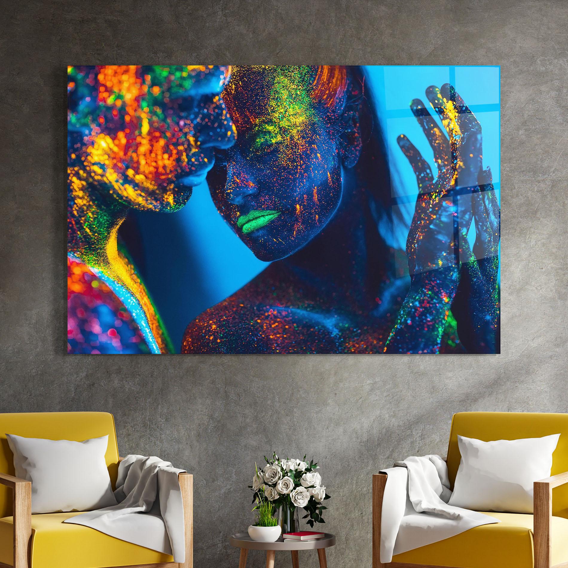 Glasbild Fluorescent Couple mockup 4