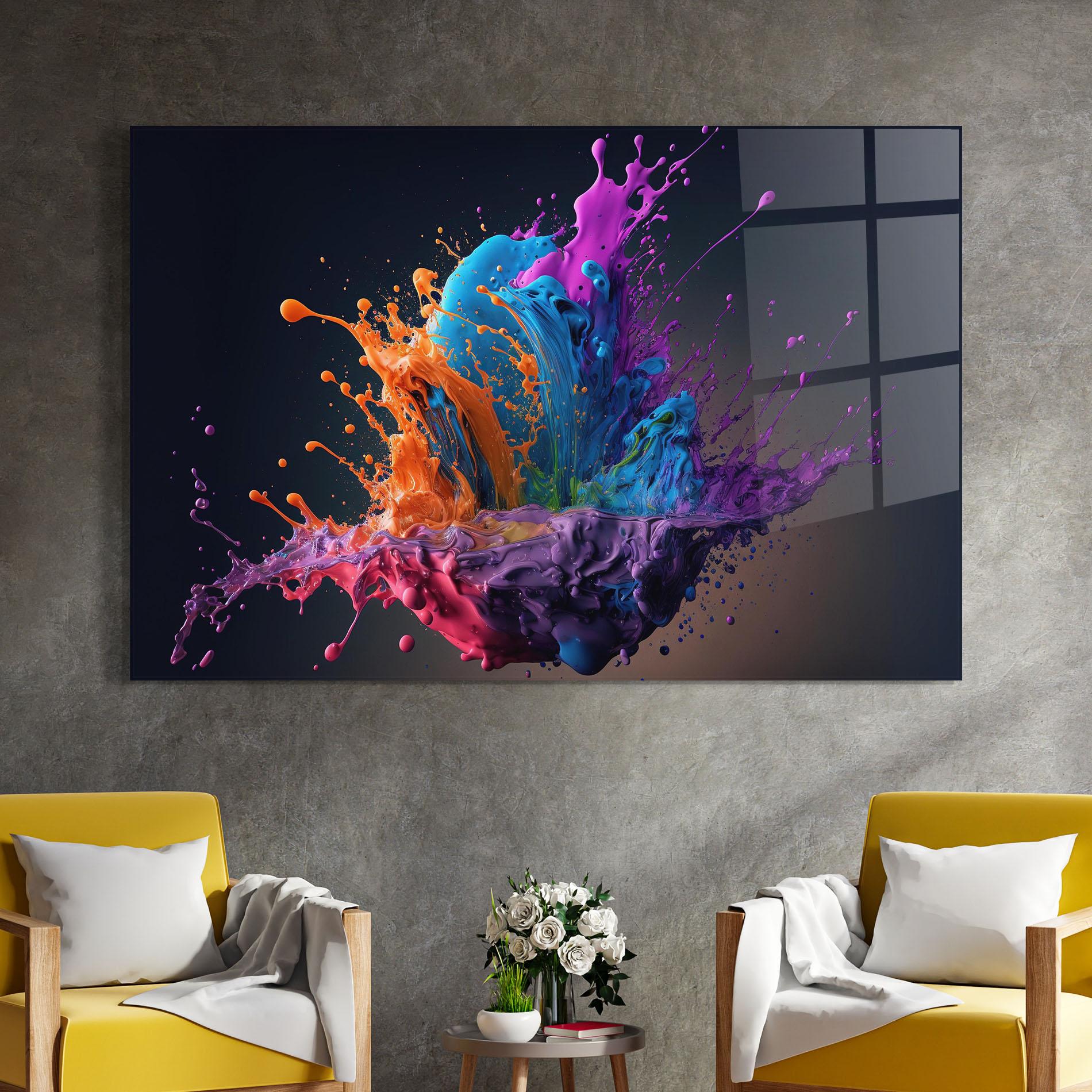 Glasbild Orange Paint Splash mockup 4