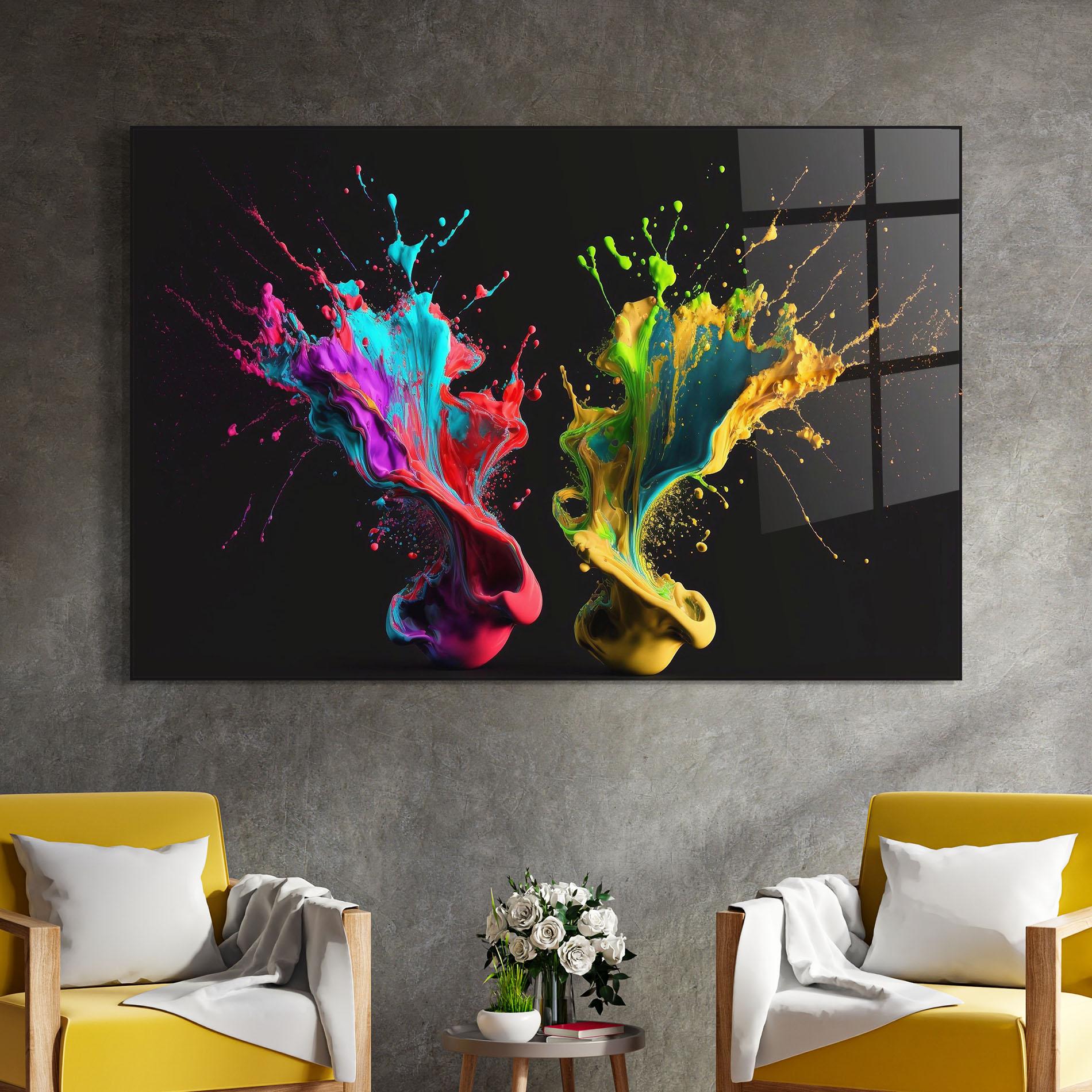 Glasbild Yellow Green Splash mockup 4