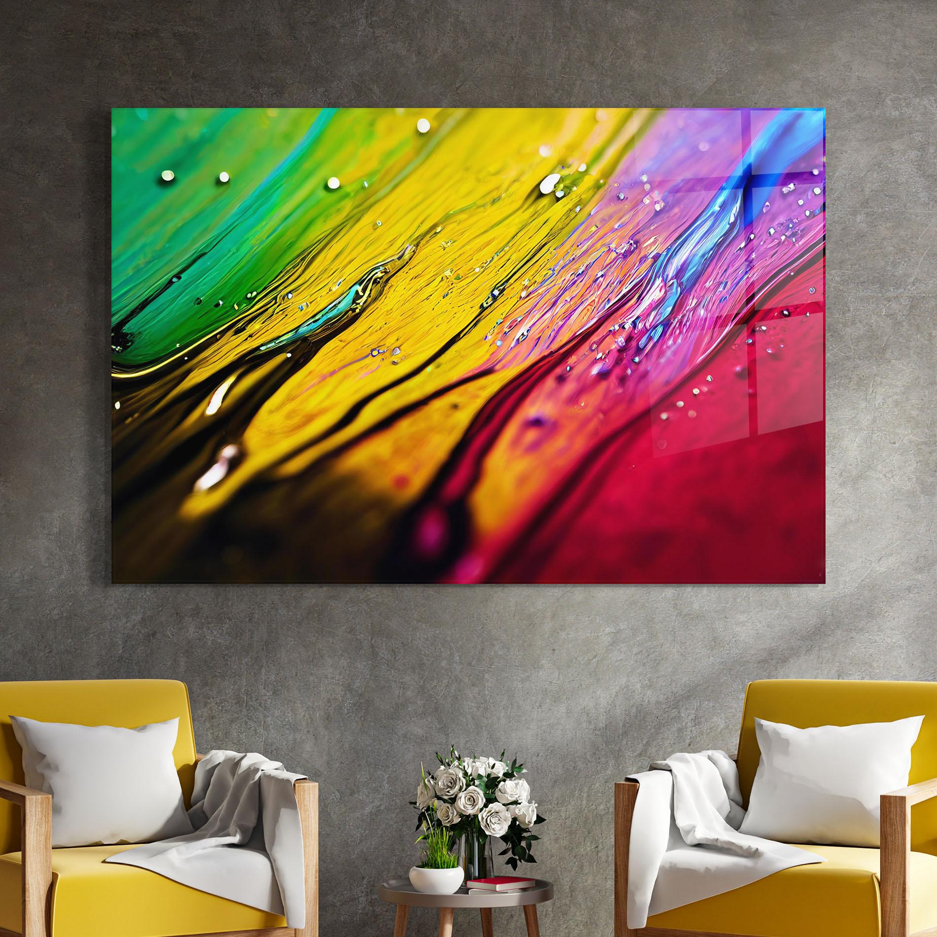 Glasbild Yellow Green mockup 4