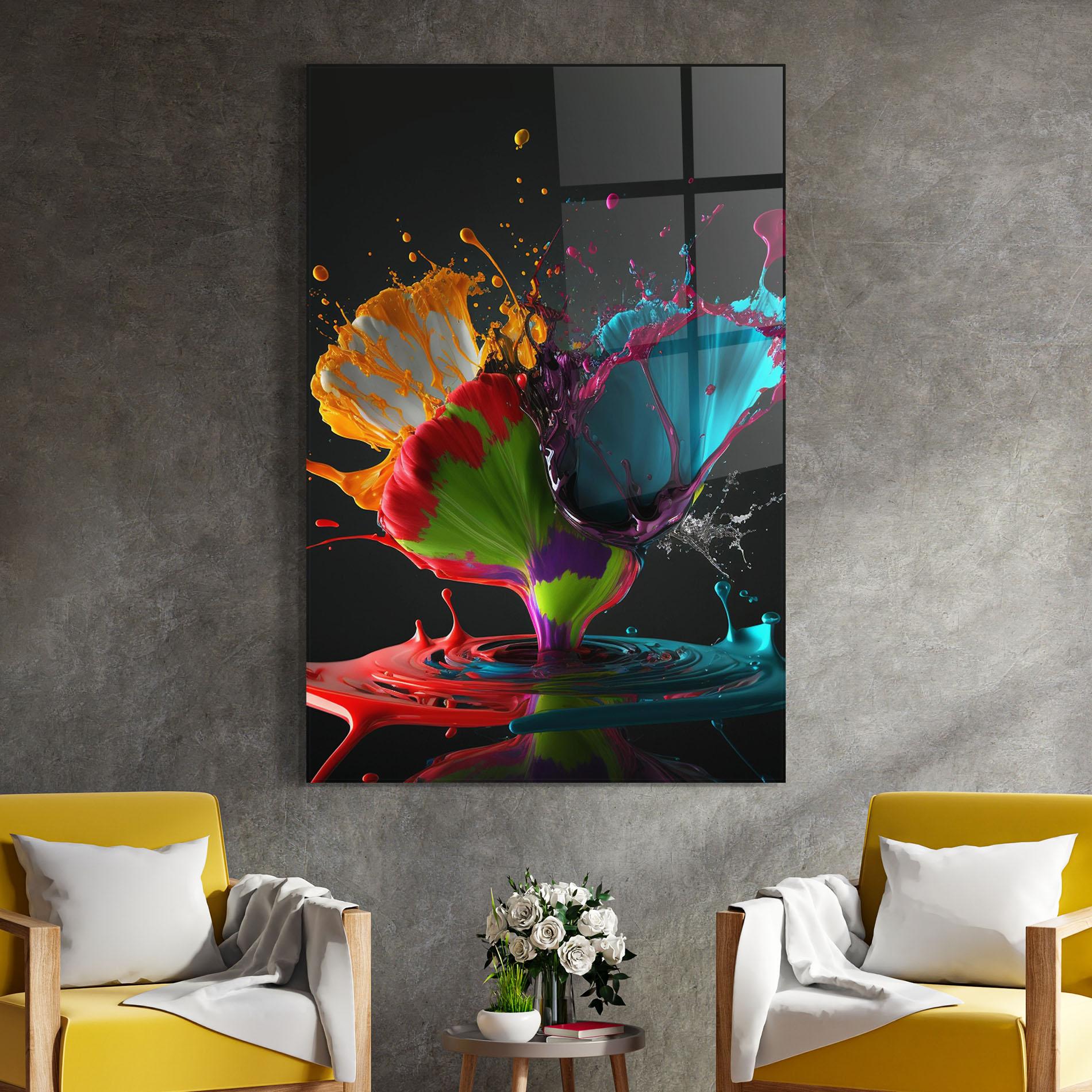 Glasbild Beautiful Colorful Splash mockup 4