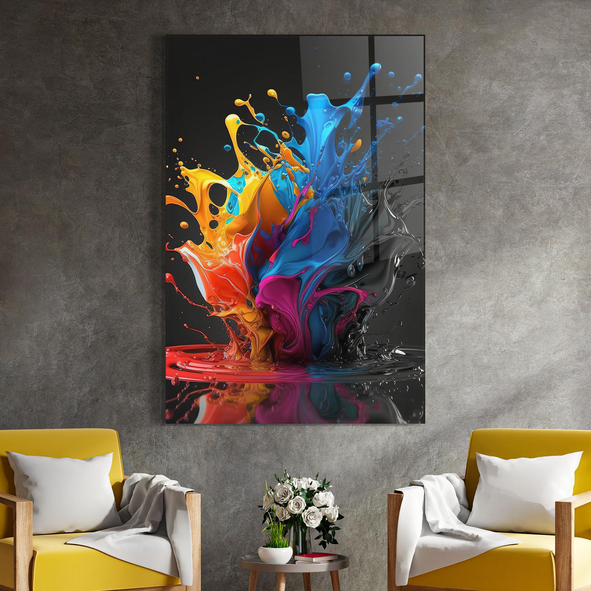 Glasbild Black Blue Splash mockup 4