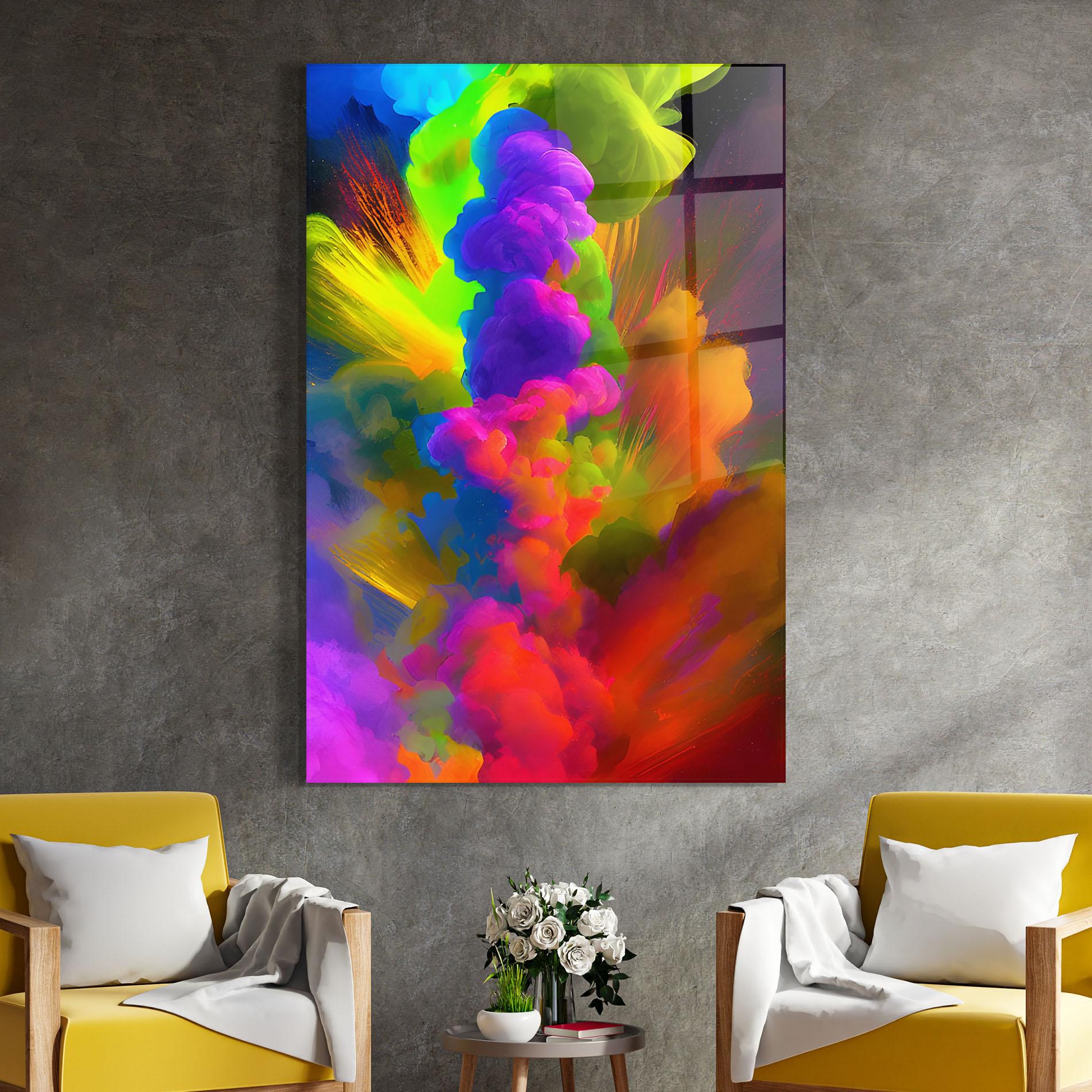 Glasbild Blurred Colorful Smoke mockup 4