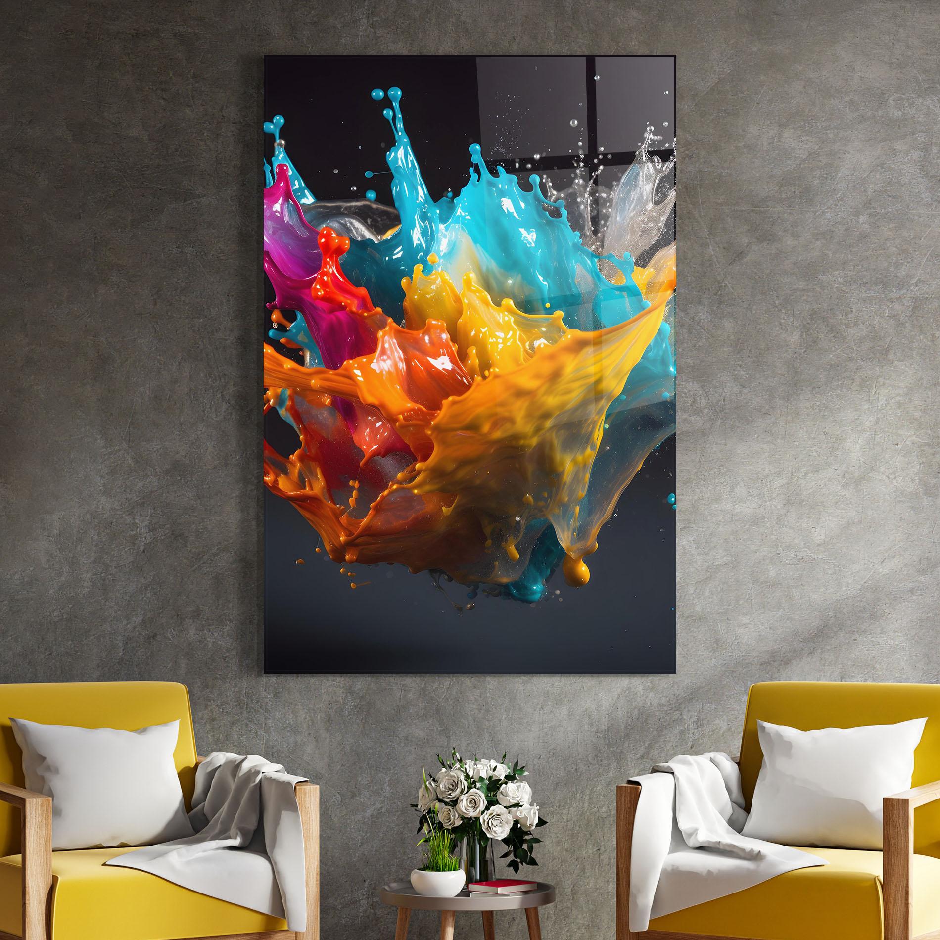Glasbild Colorful Splash Floating mockup 4