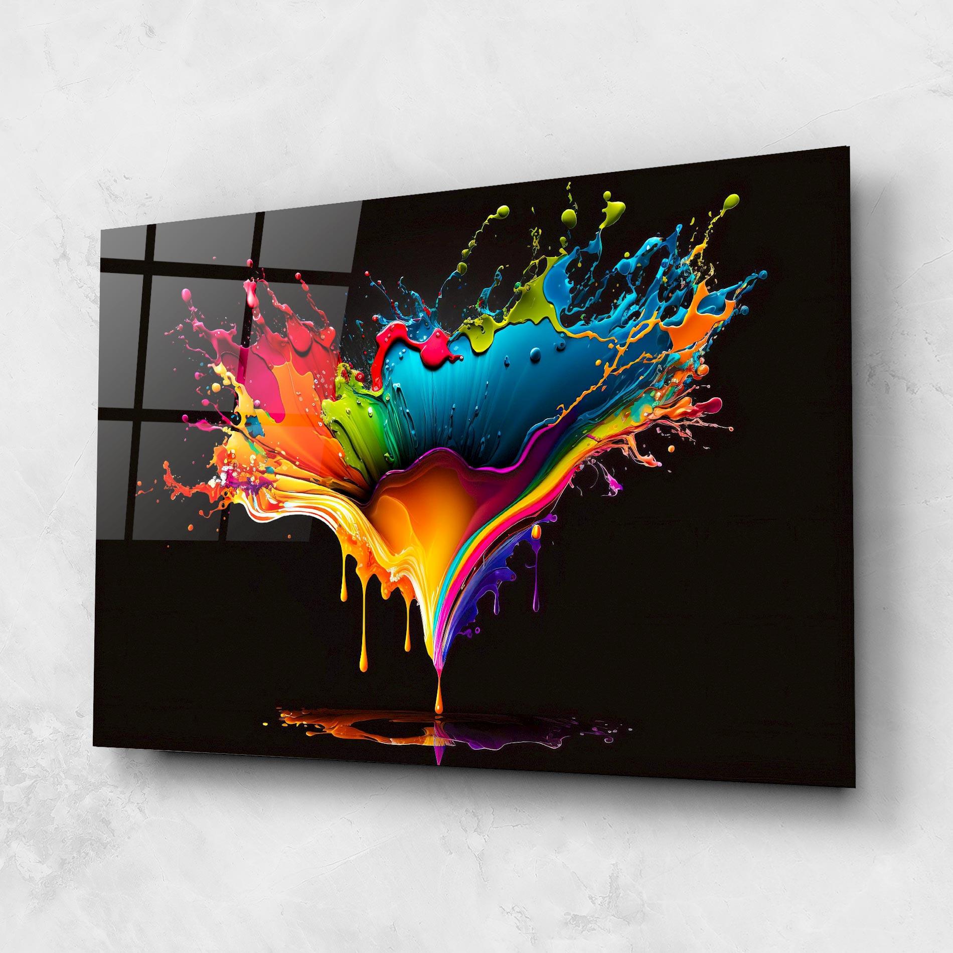 Glasbild Colorful Rainbow Splash mockup 1