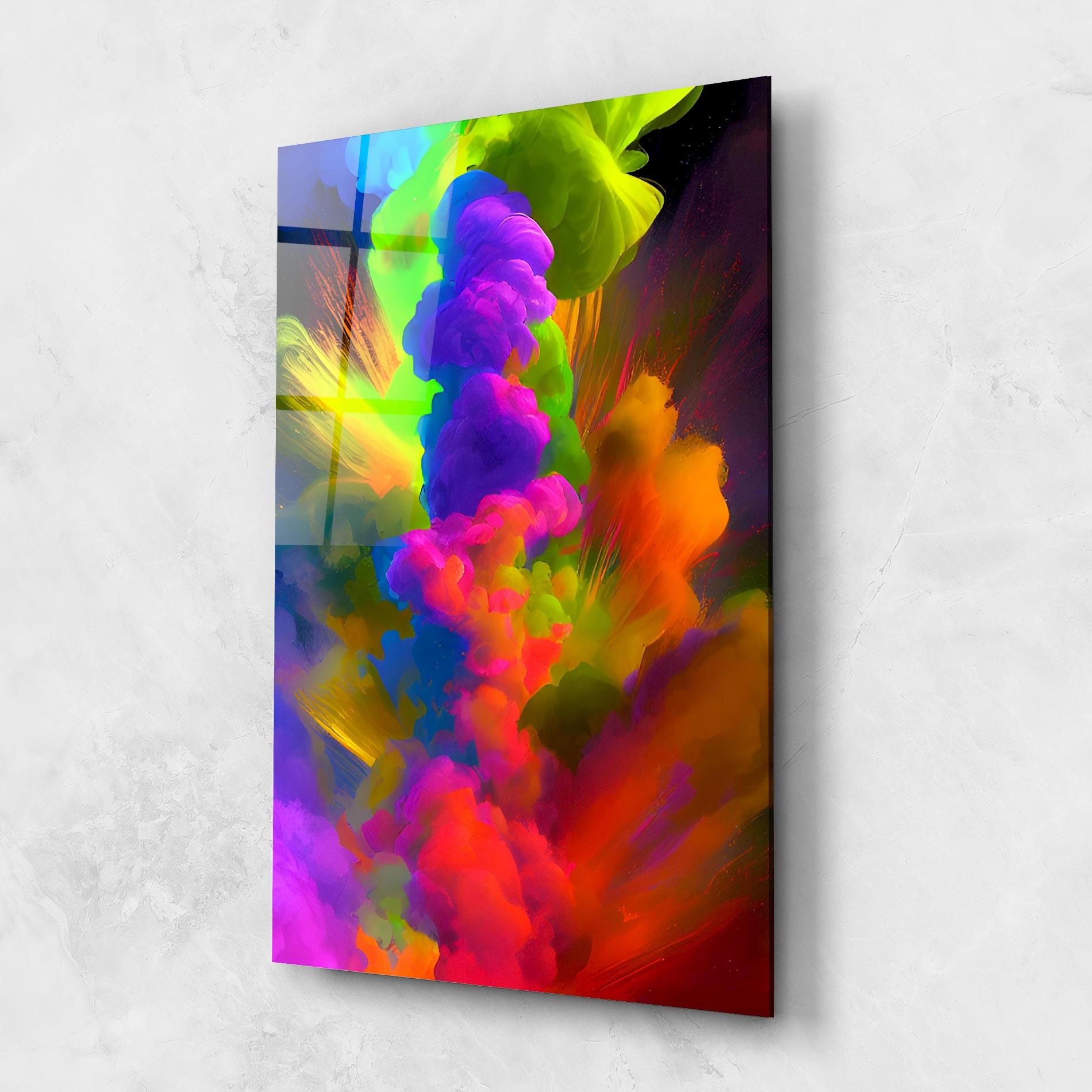 Glasbild Blurred Colorful Smoke mockup 1