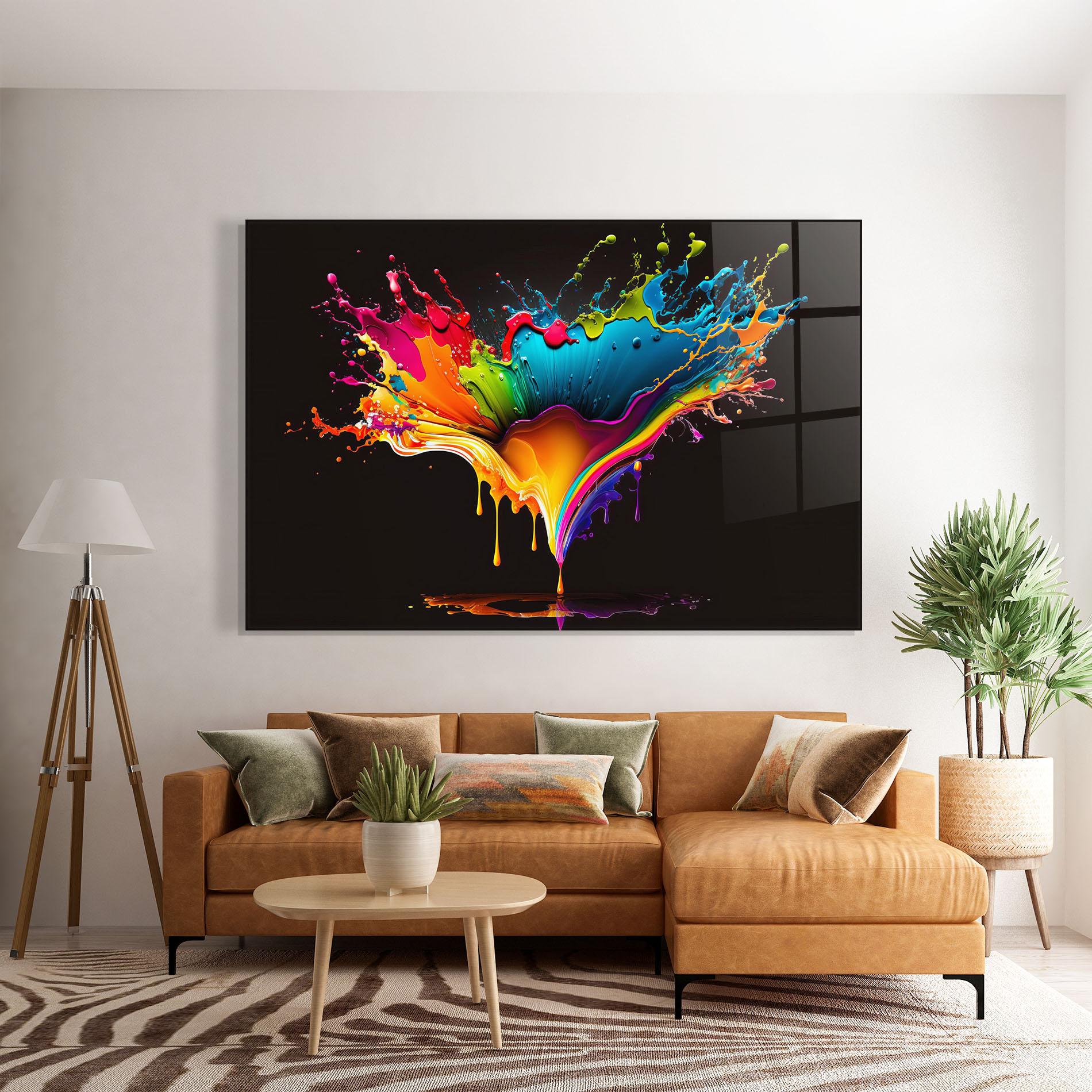 Glasbild Colorful Rainbow Splash mockup 7