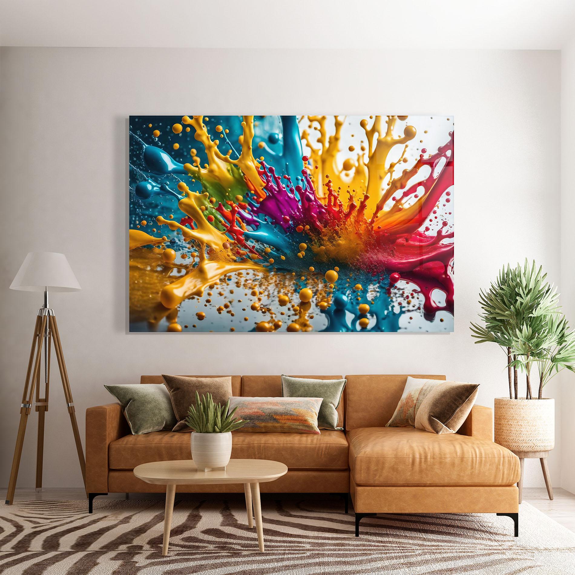 Glasbild Colorful Water Splash mockup 7