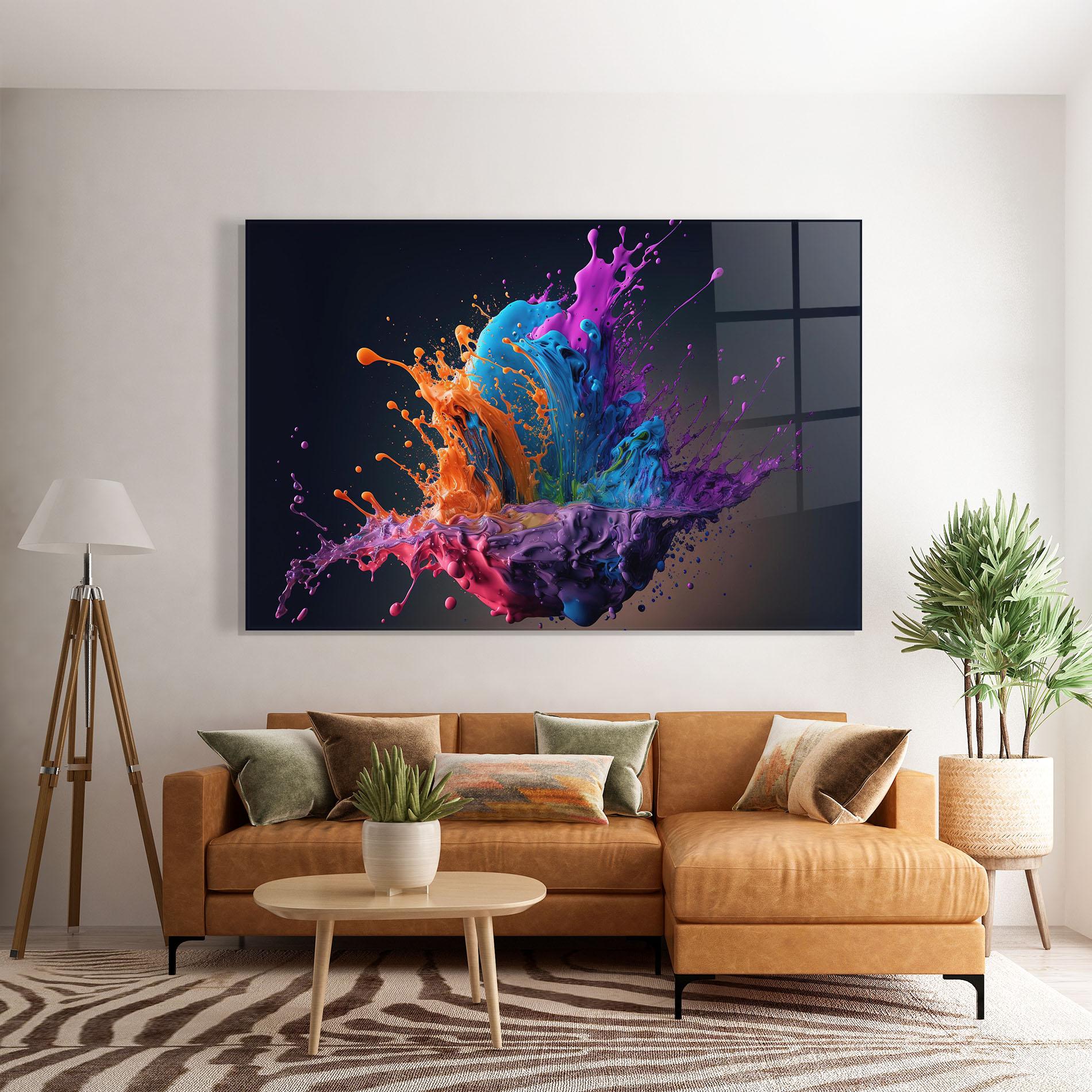 Glasbild Orange Paint Splash mockup 7