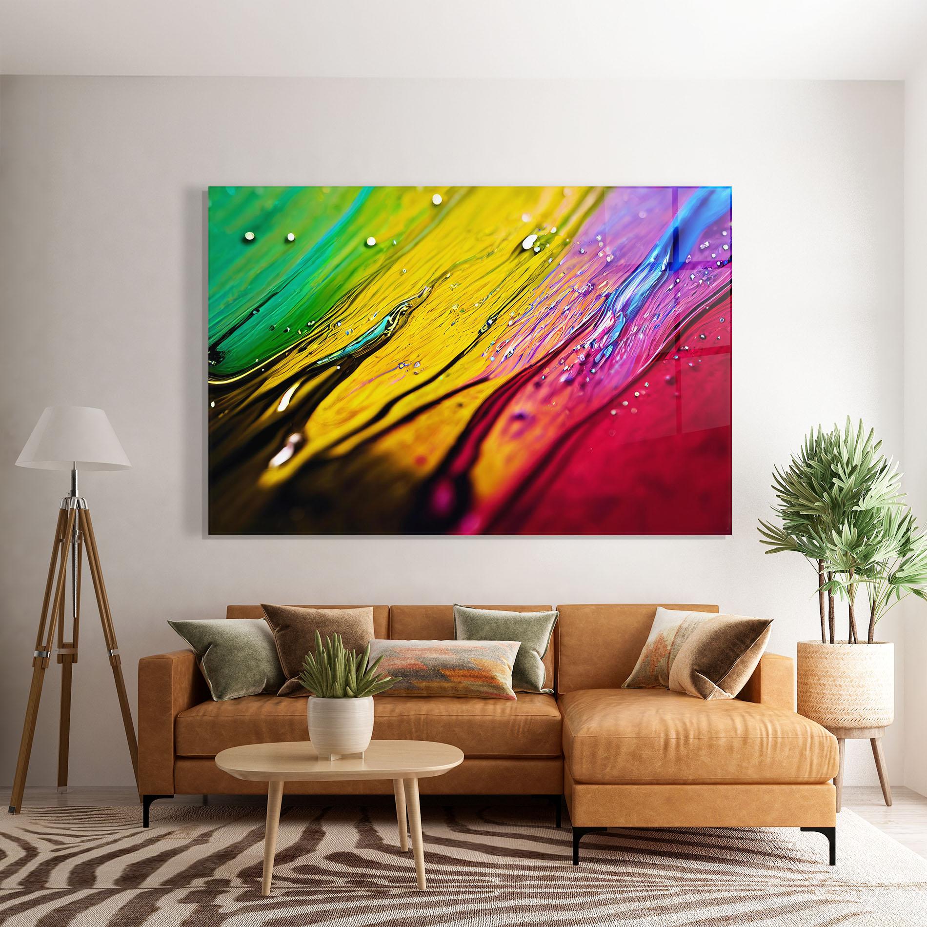 Glasbild Yellow Green mockup 7