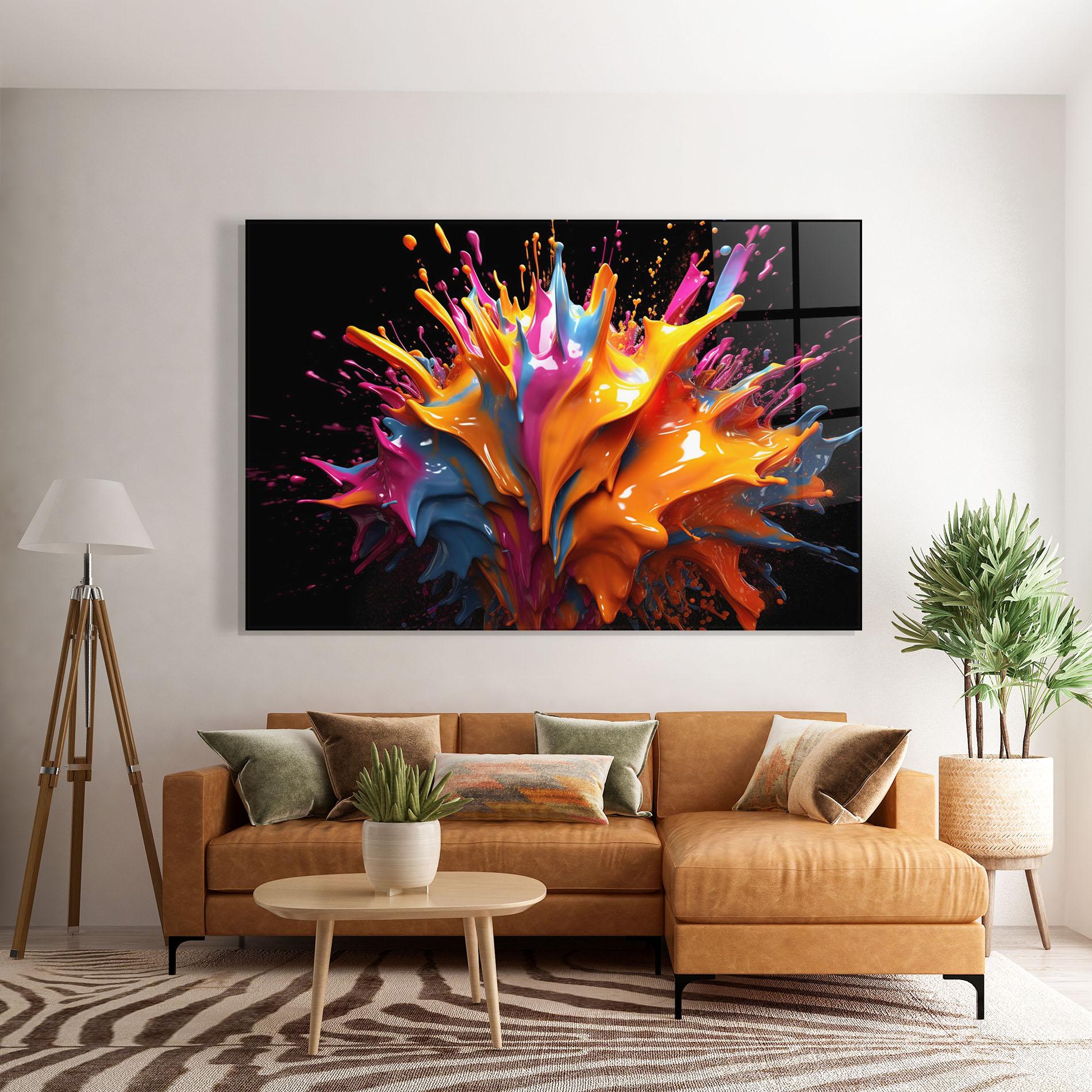 Glasbild Yellow Splash mockup 7