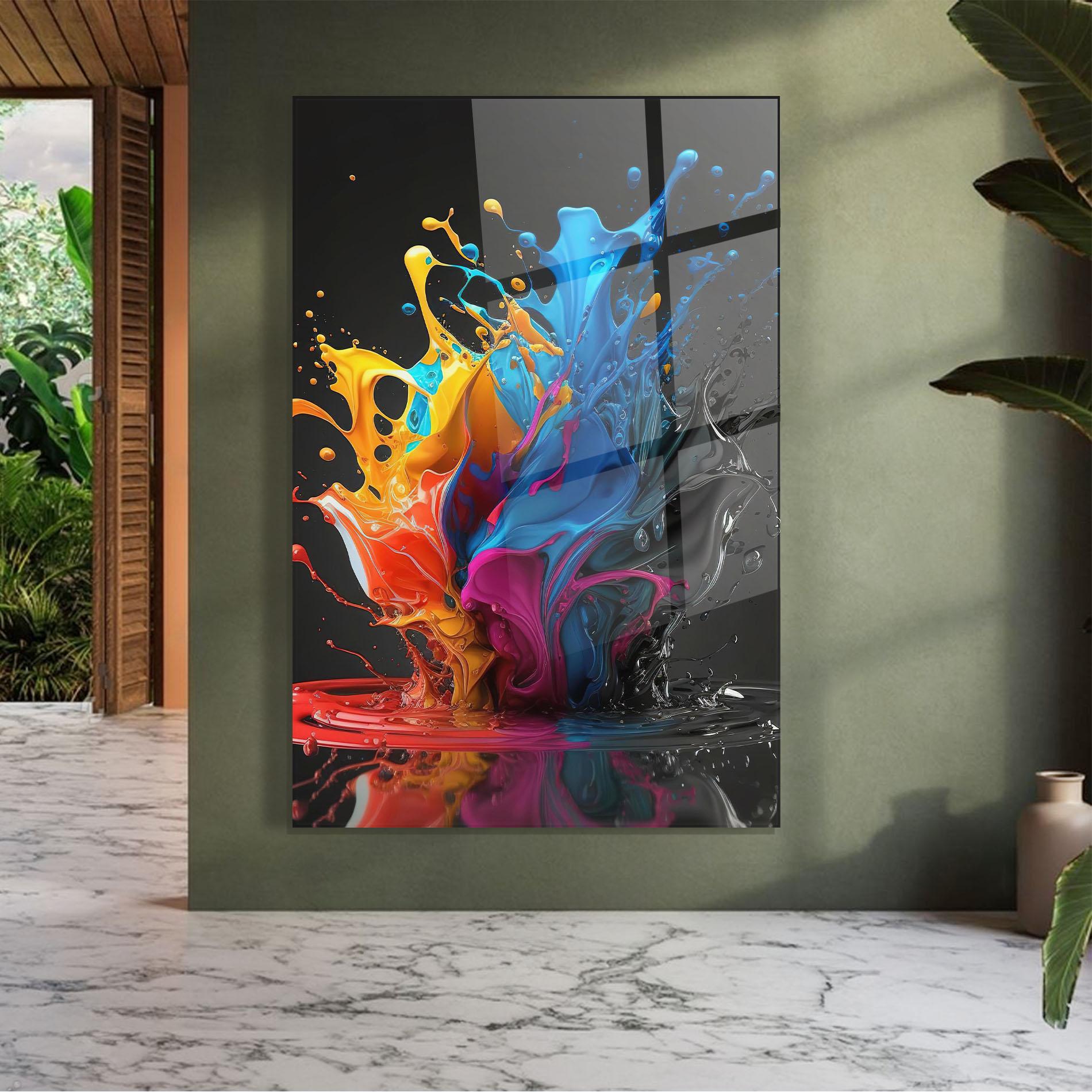 Glasbild Black Blue Splash mockup 7