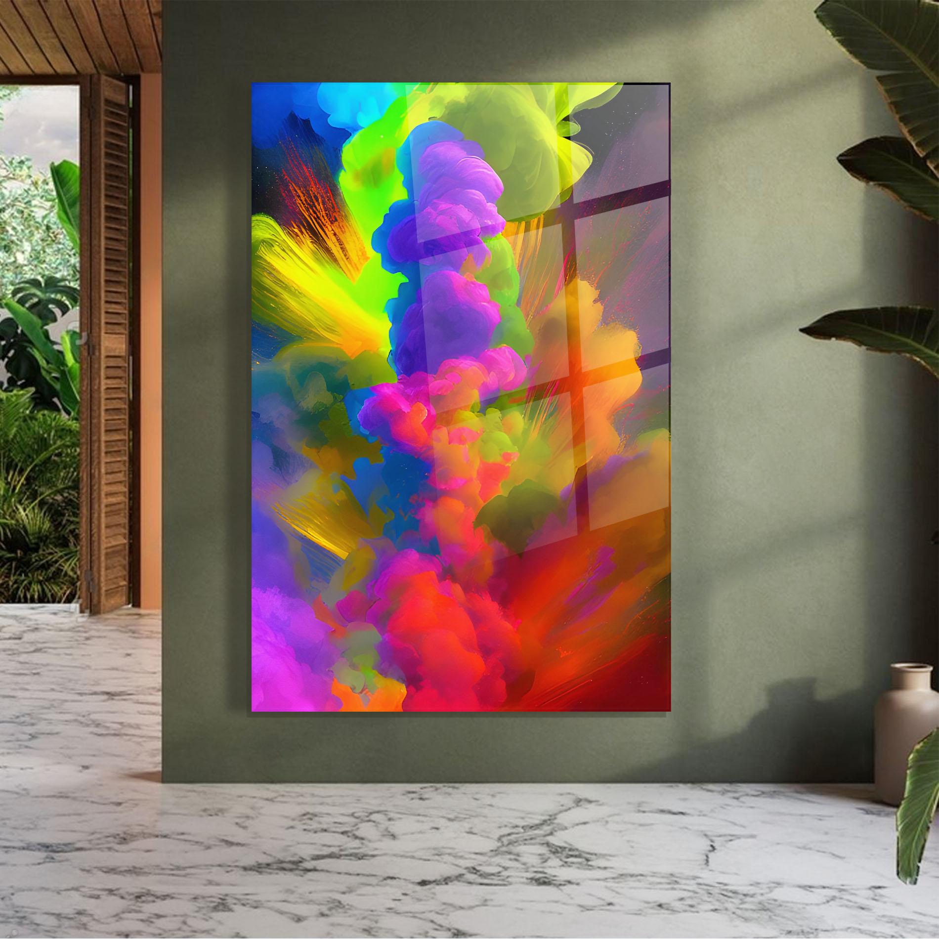 Glasbild Blurred Colorful Smoke mockup 7