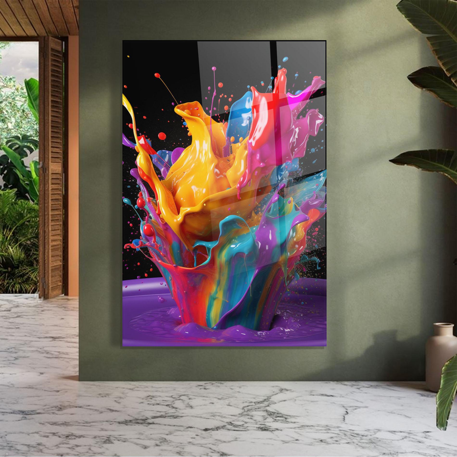 Glasbild Brightly Color Splashing mockup 7