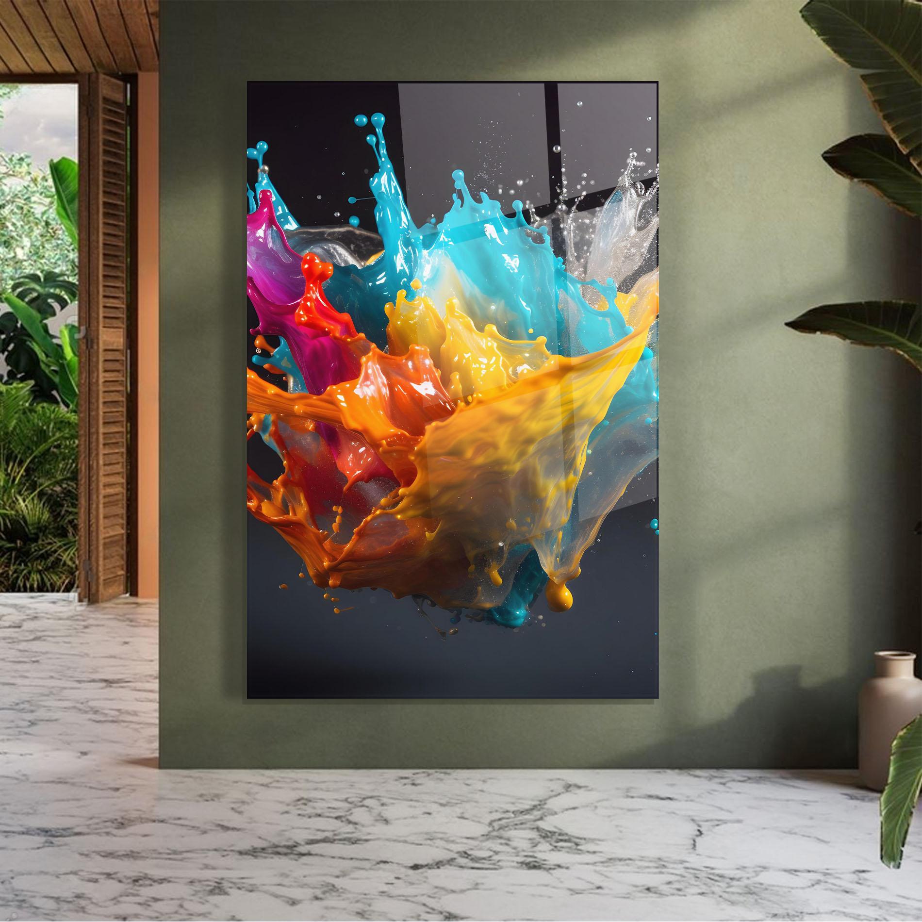 Glasbild Colorful Splash Floating mockup 7