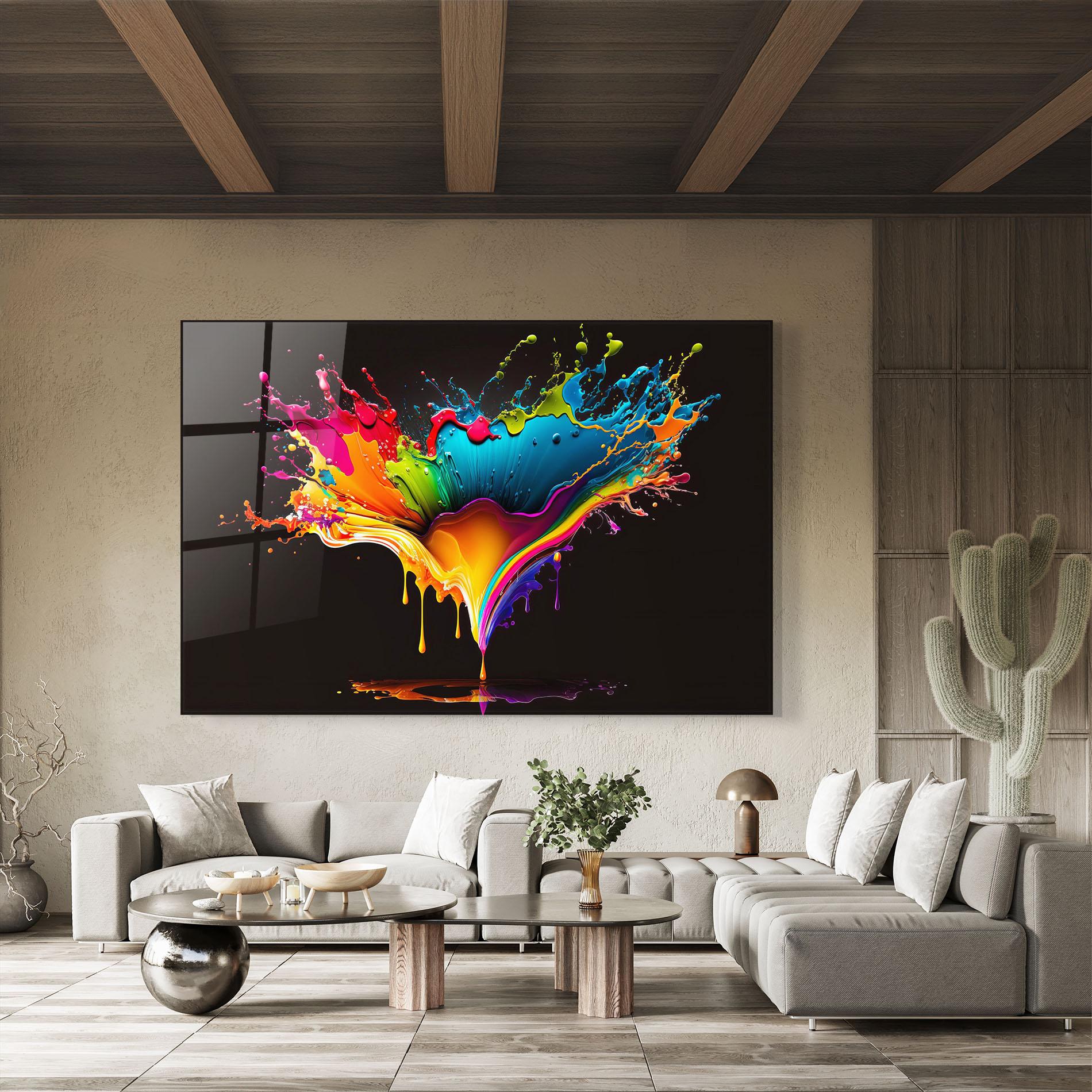 Glasbild Colorful Rainbow Splash mockup 8