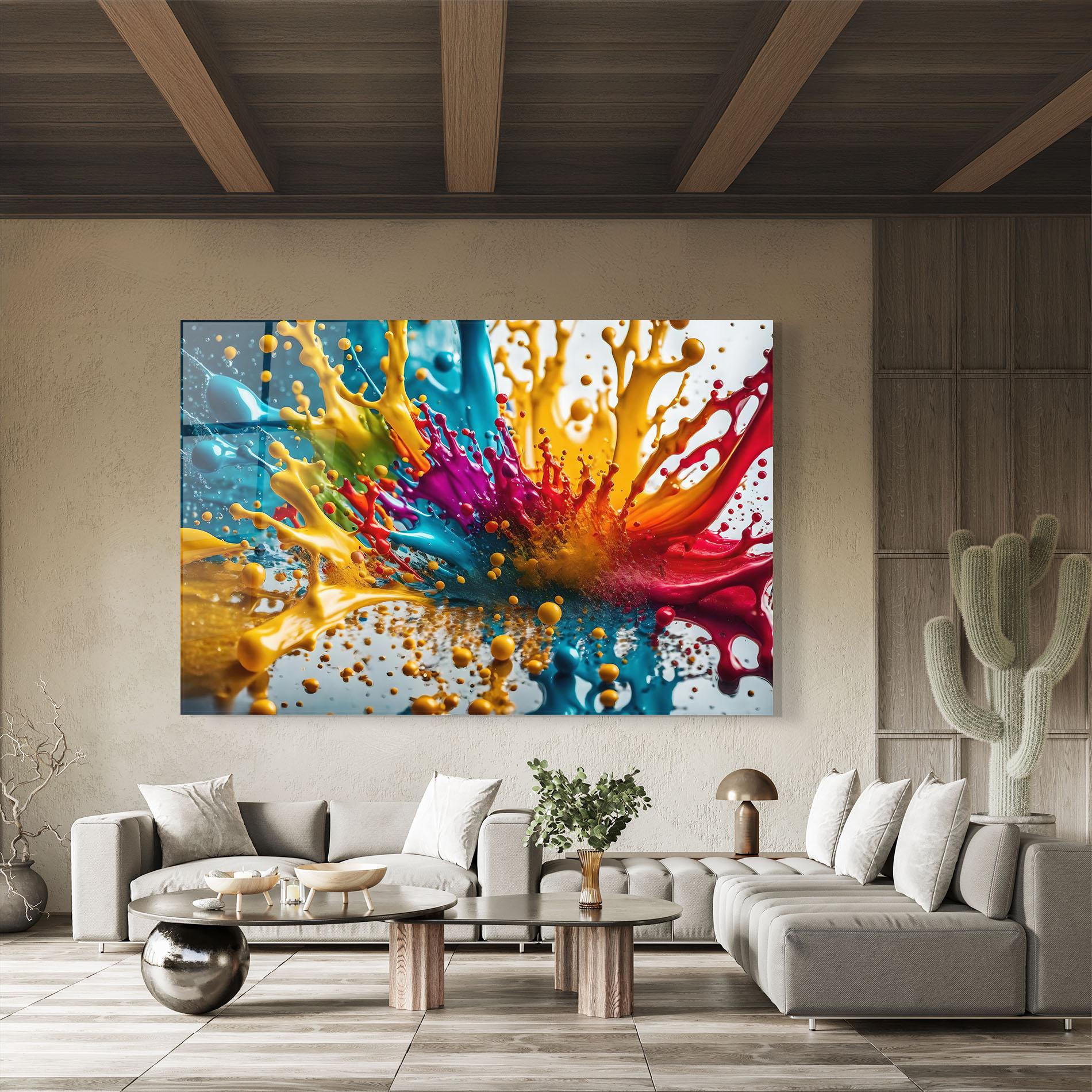 Glasbild Colorful Water Splash mockup 8