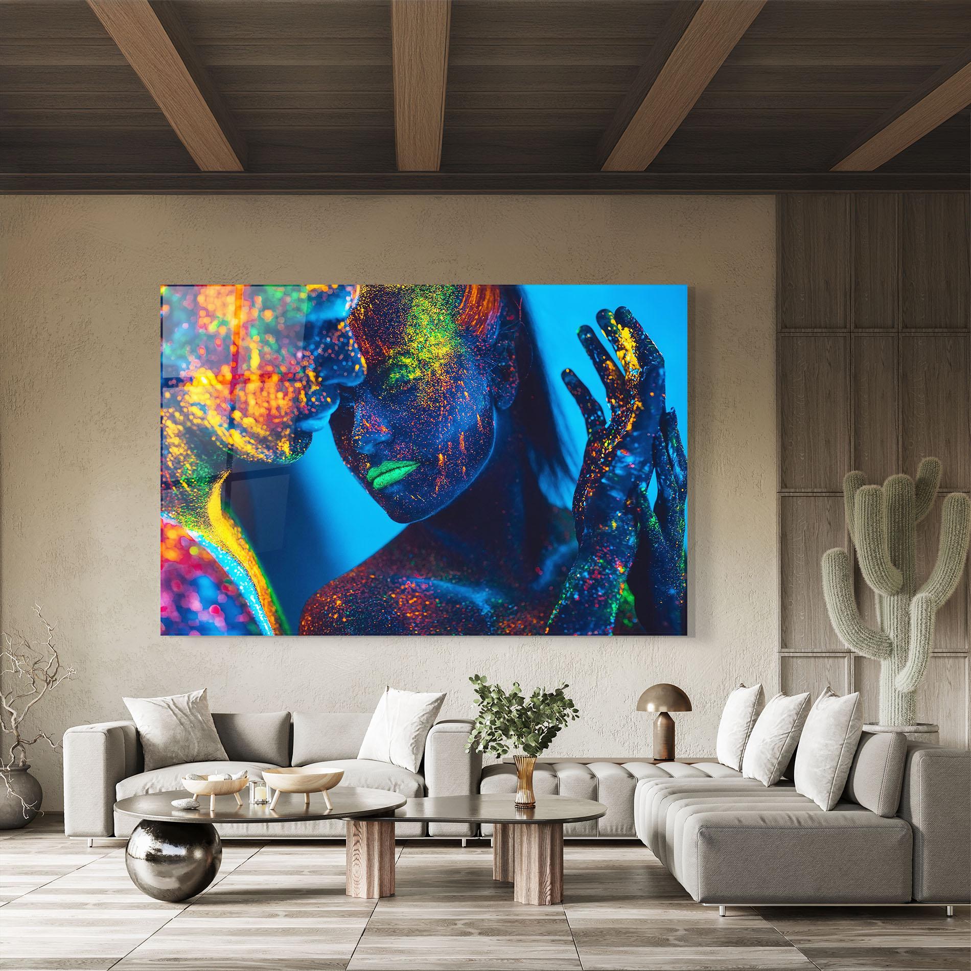 Glasbild Fluorescent Couple mockup 8